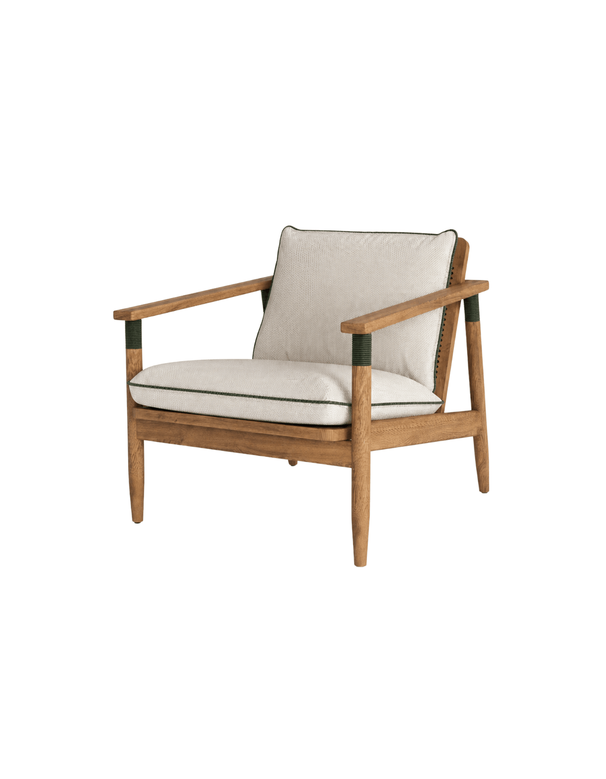 Blueys Lounge Chair in Honey Teak, Forest Green, Sand – teak outdoor furniture