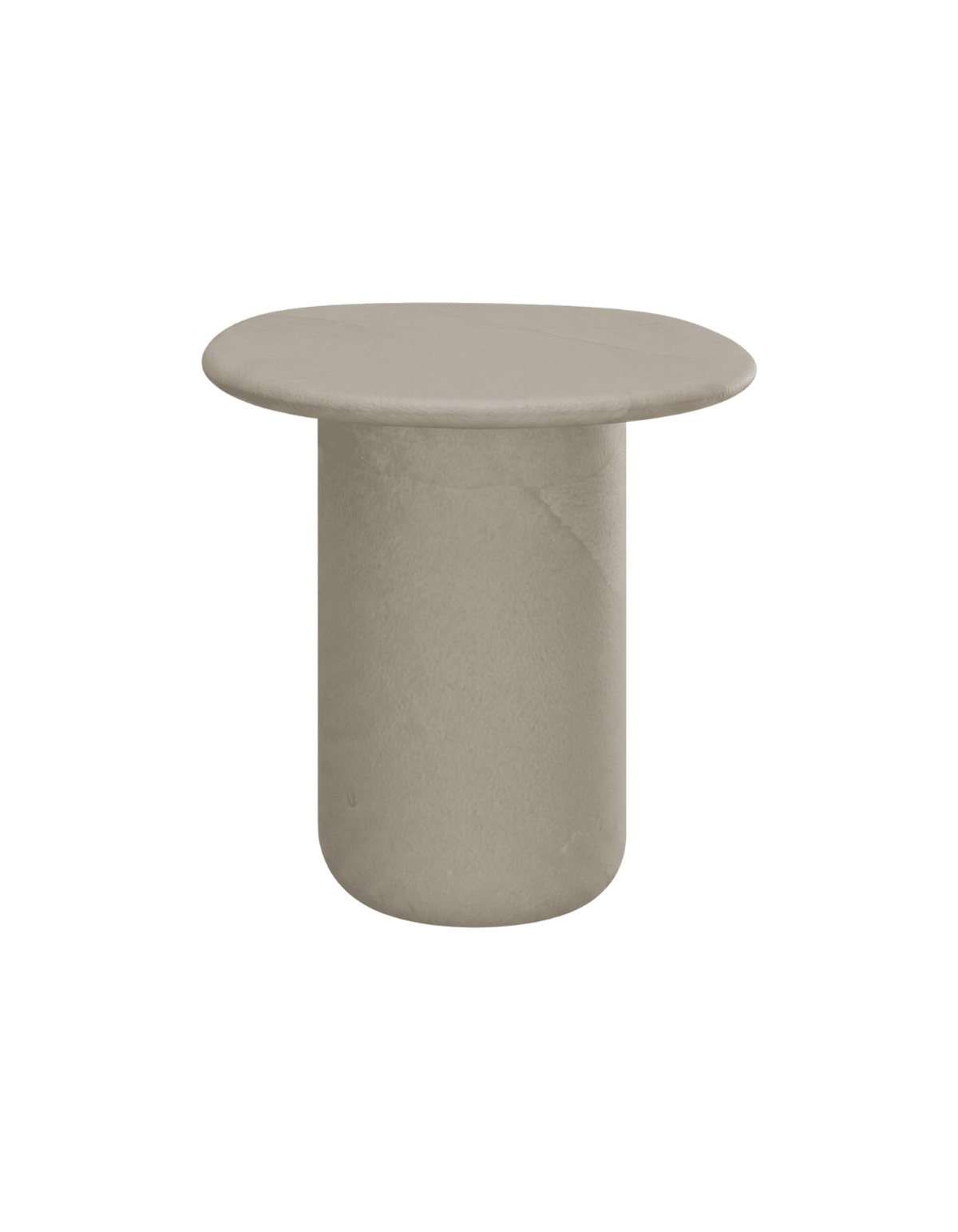 Byron Side Table in Putty – soft light grey concrete outdoor side table with a rounded pedestal base
