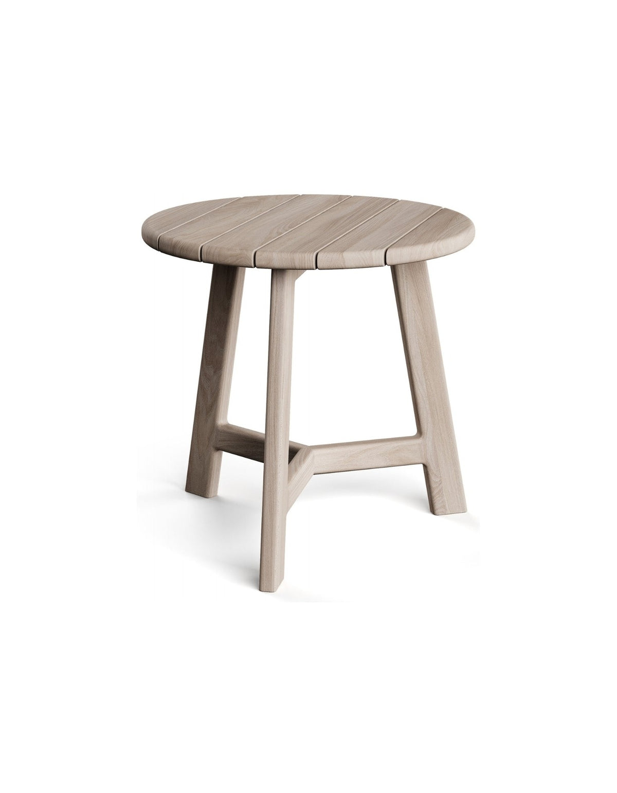 Kiama Side Table 50cm in Aged Teak – round solid teak outdoor side table