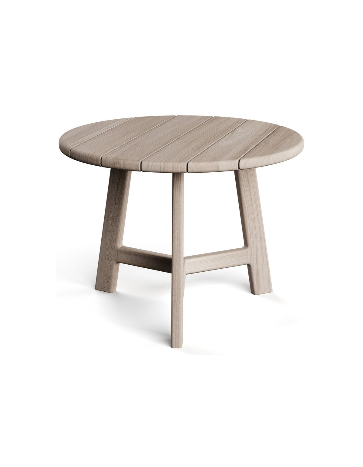 Kiama Side Table 60cm in Aged Teak – round solid teak outdoor side table