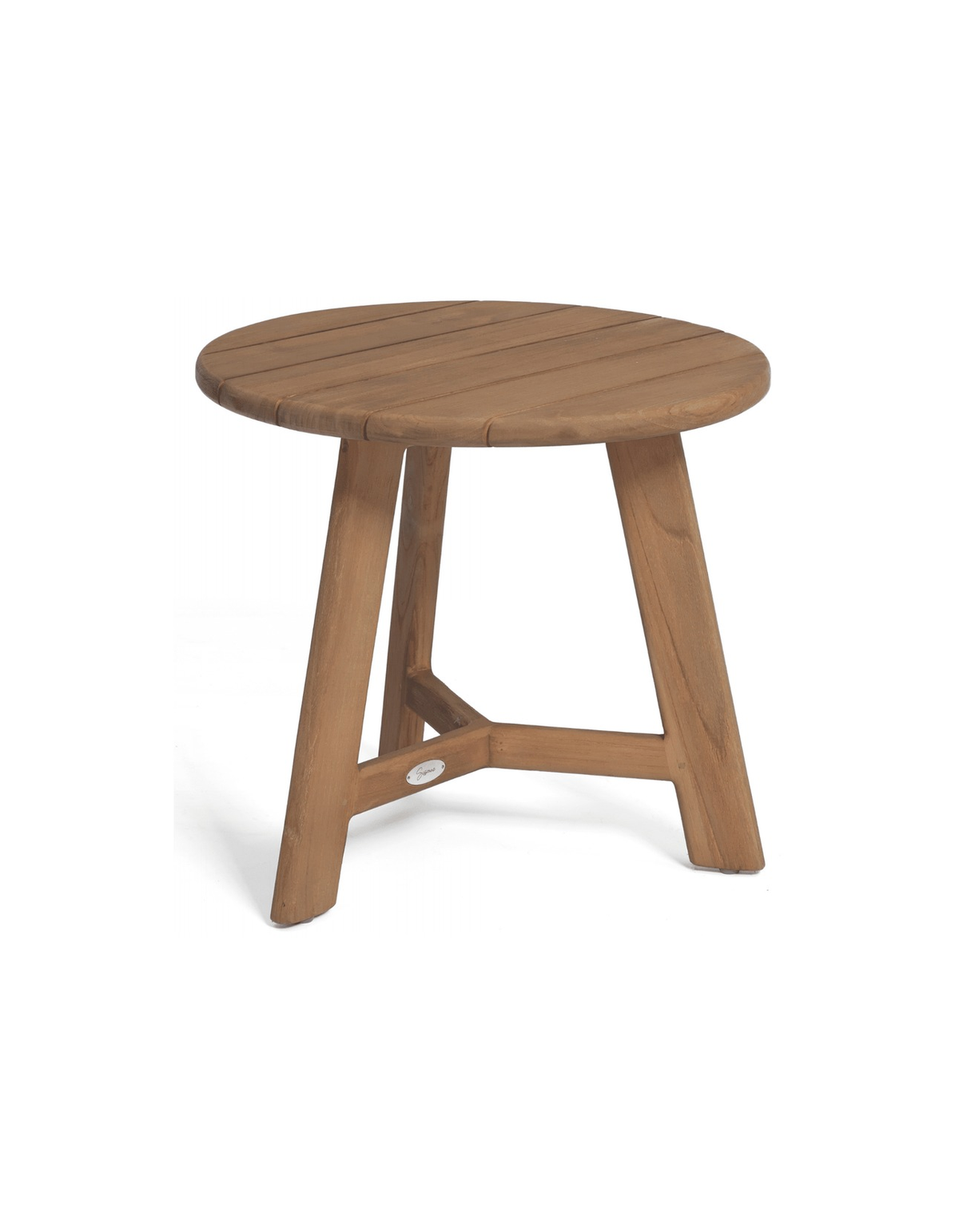 Kiama Side Table 50cm in Honey Teak – round solid teak outdoor side table