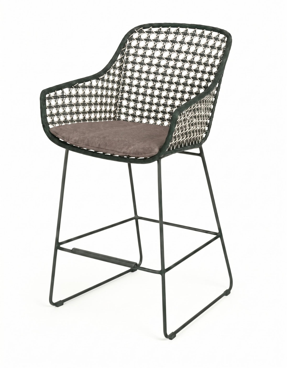 Mollymook Counter Stool in Forest Green, woven outdoor counter stool