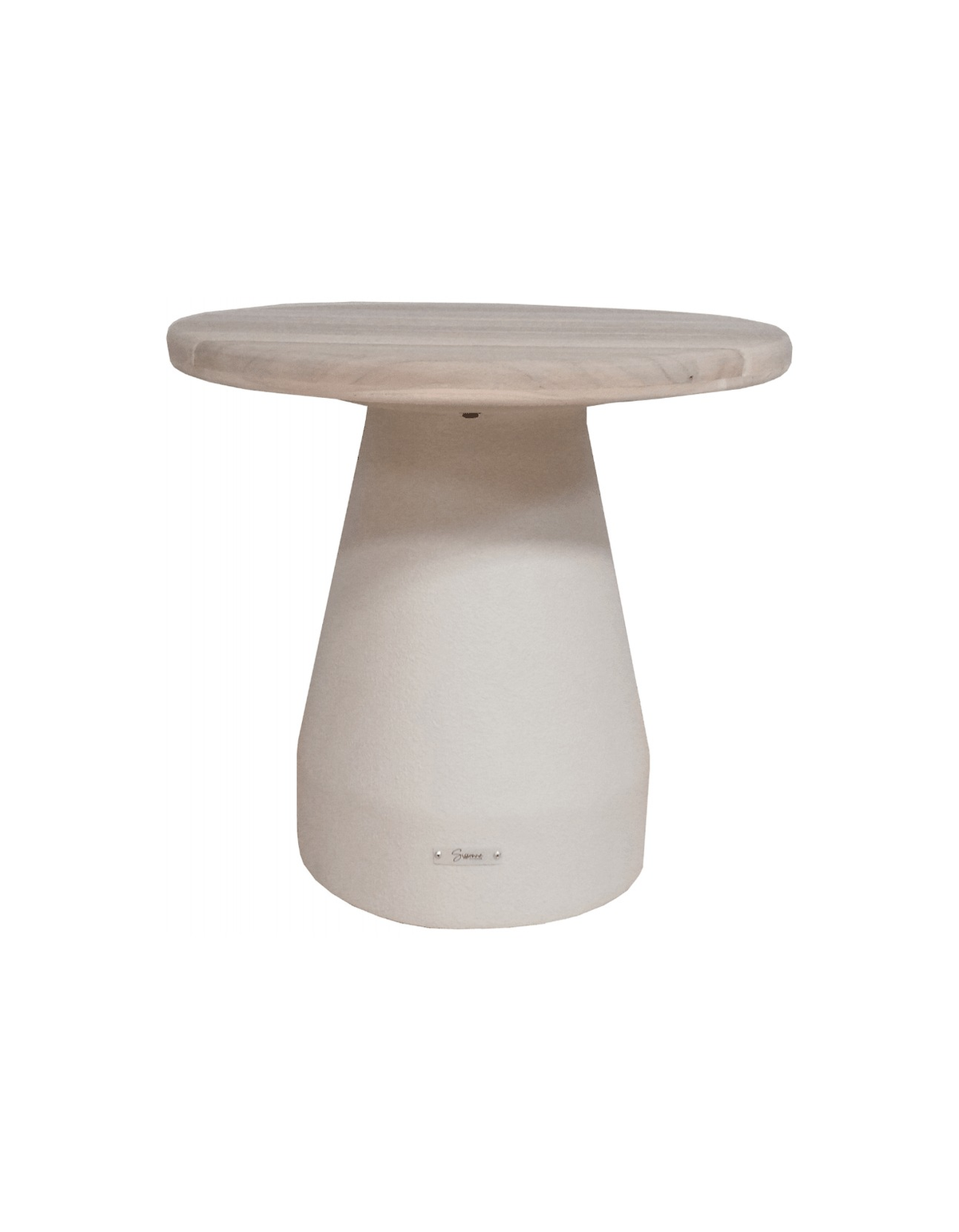Mollymook Side Table 50cm Round in Aged Teak with a White Onyx base