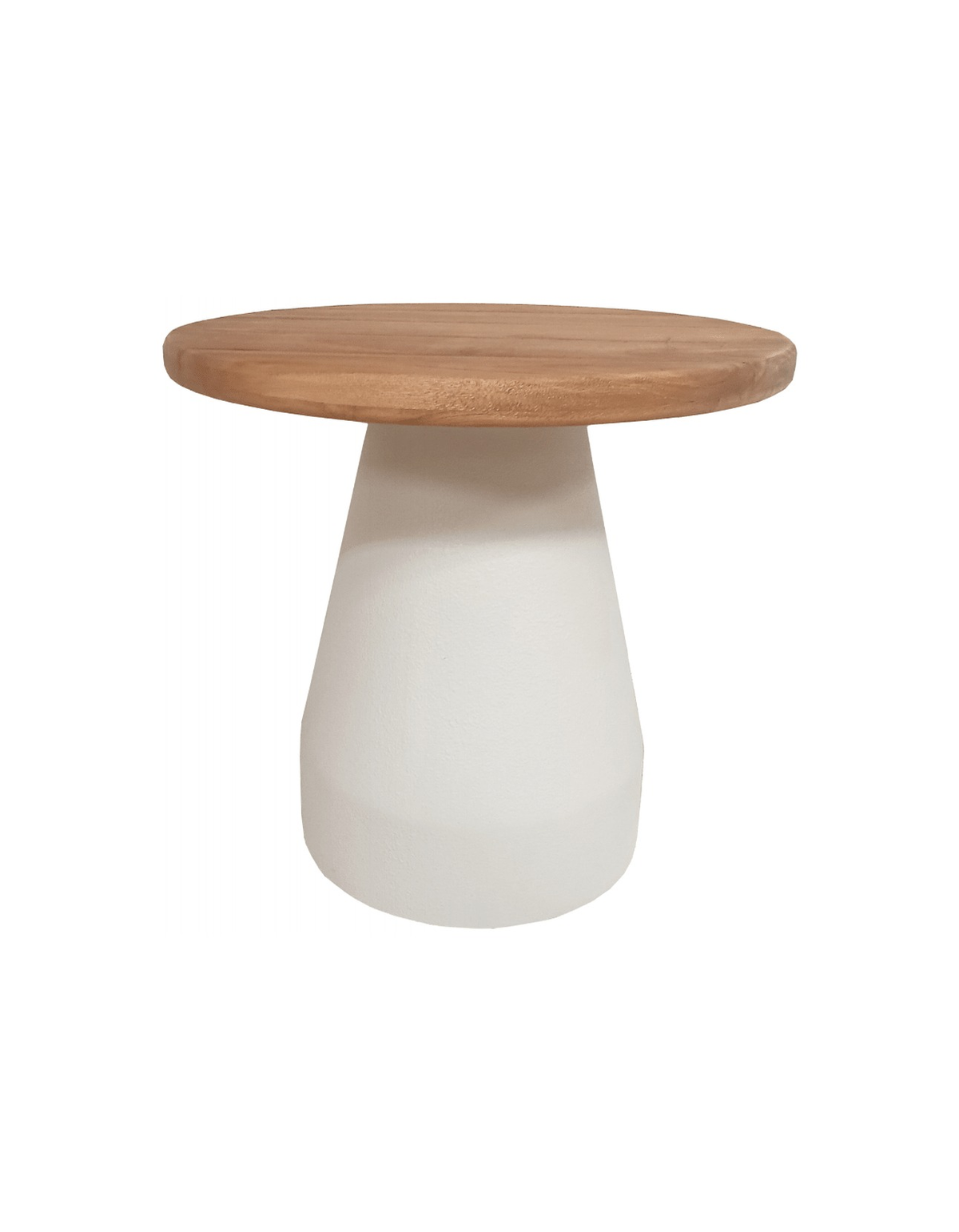 Mollymook Side Table 50cm Round in Honey Teak with a White Onyx base