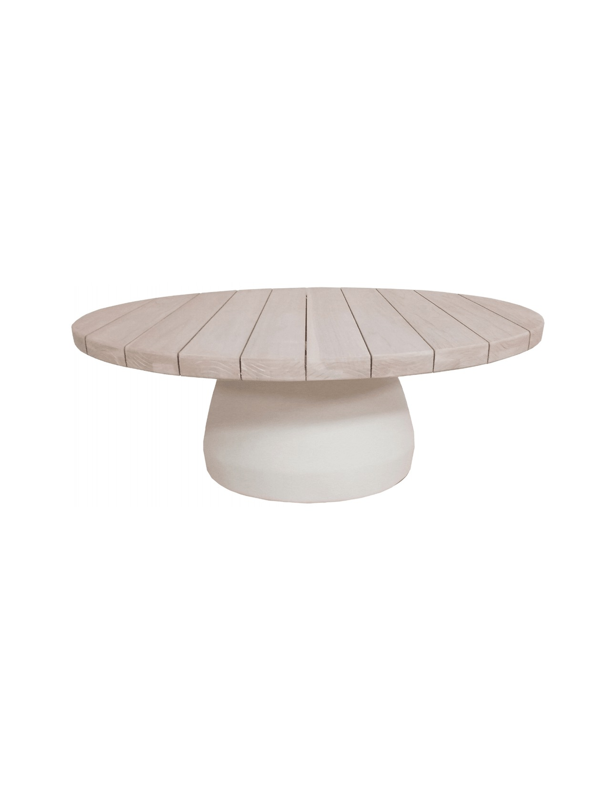 Mollymook Coffee Table 120cm Round in Aged Teak with a White Onyx base