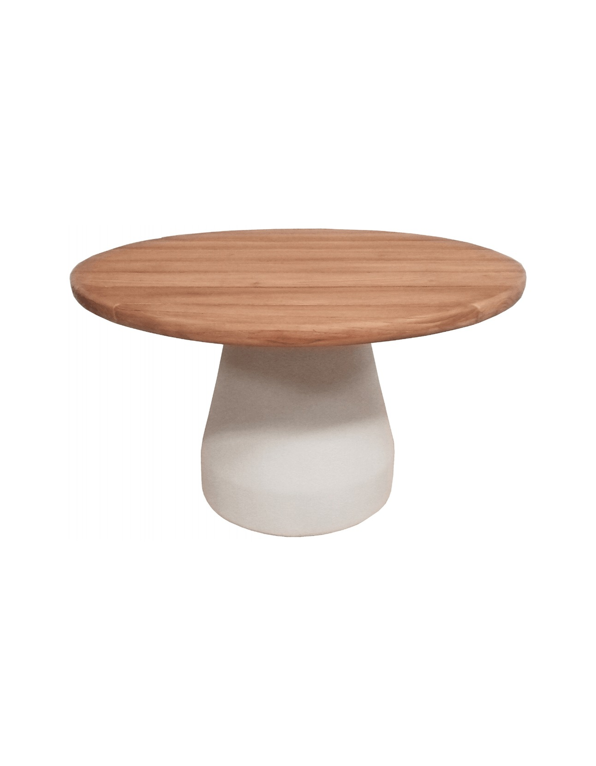 Mollymook Coffee Table 80cm Round in Honey Teak with a White Onyx base