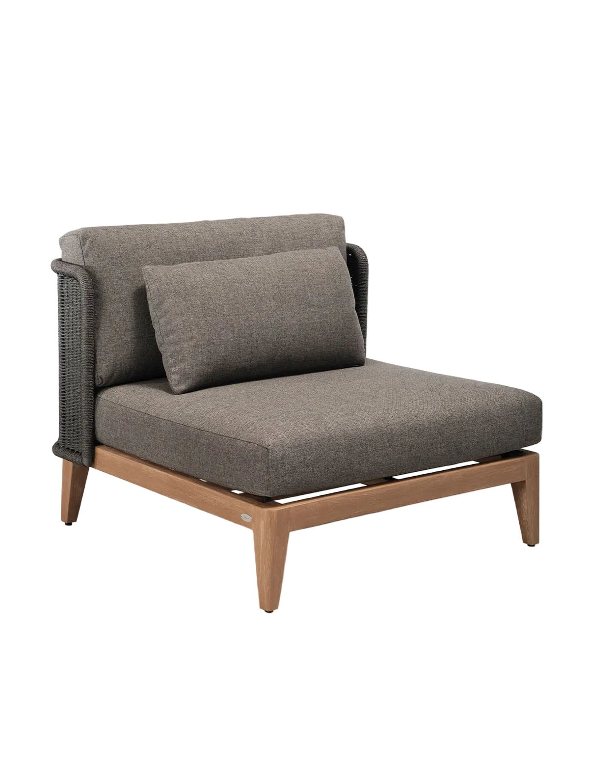 Noosa Outdoor Sofa with solid teak frame and light grey all-weather cushions