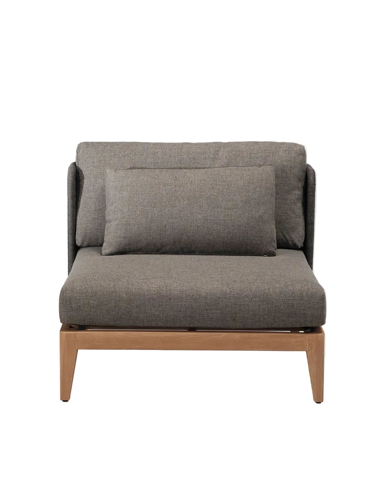 Noosa Outdoor Sofa with solid teak frame and light grey all-weather cushions
