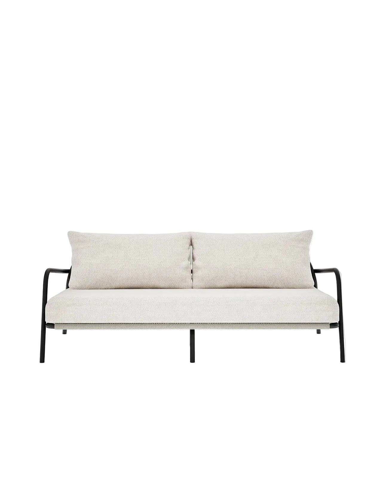 Airlie 185cm Sofa in Dark Earth, rope and aluminium, front view