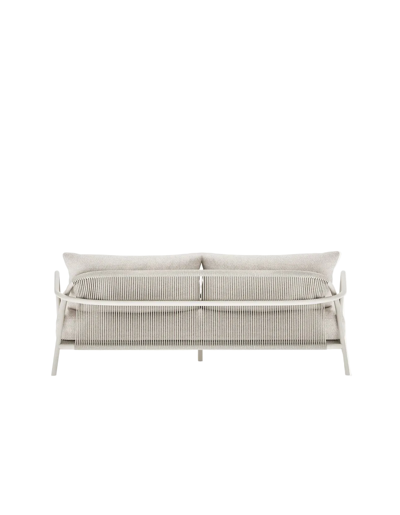 Airlie 185cm Sofa in Dove Grey, rope and aluminium, back view