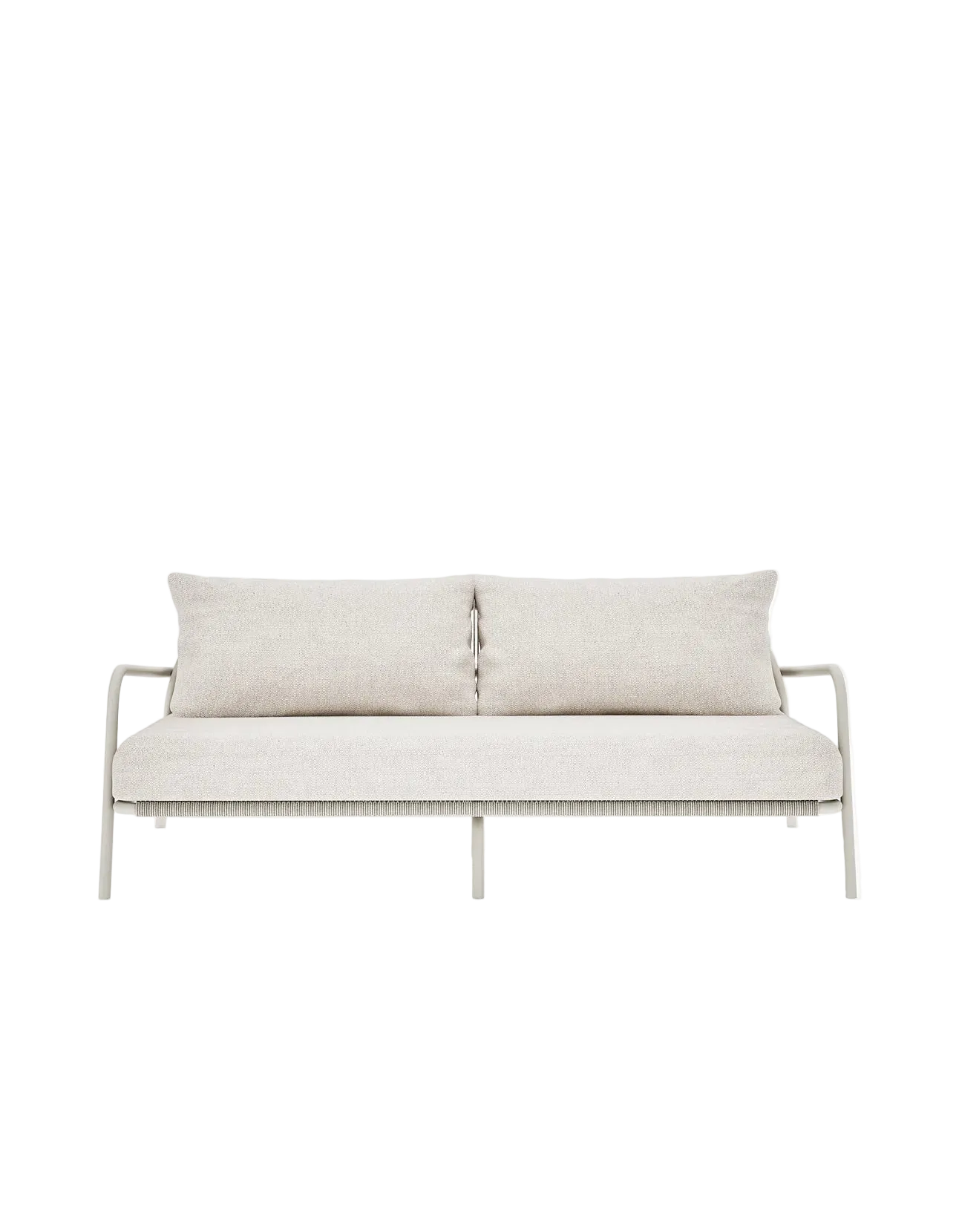 Airlie 185cm Sofa in Dove Grey, rope and aluminium, front view