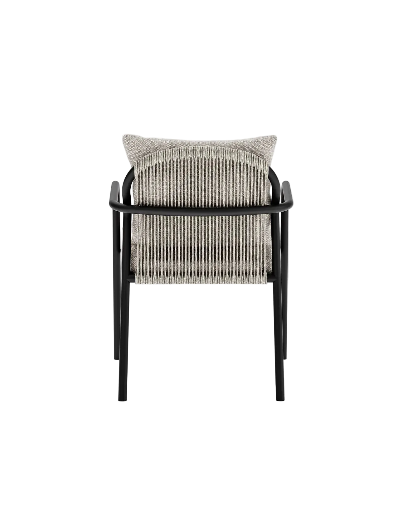 Airlie Dining Chair in Dark Earth, rope and aluminium, back view