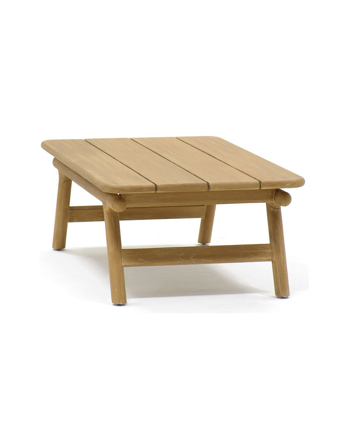 Avoca Coffee Table – rectangular solid teak outdoor coffee table, angled view