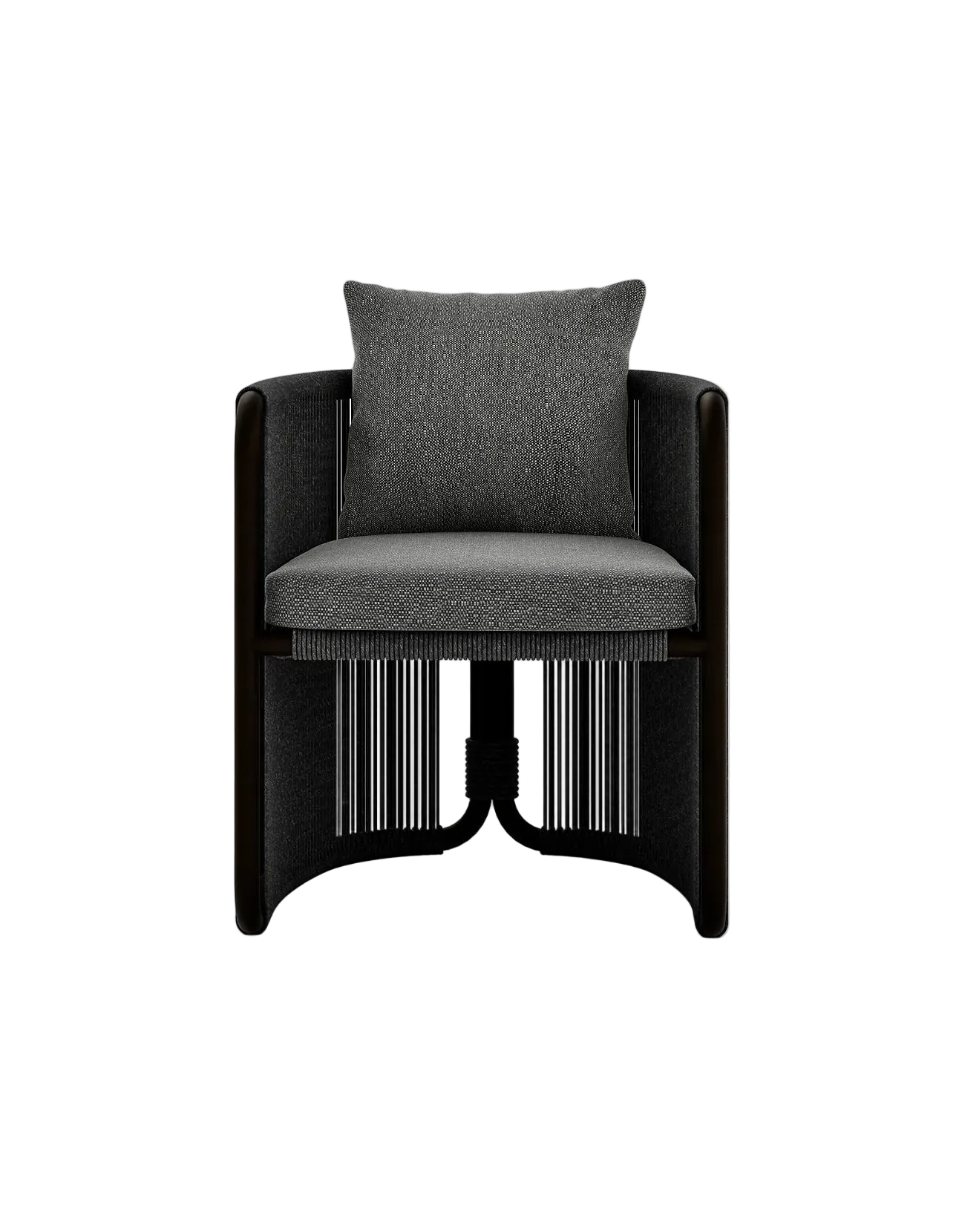 Capri Dining Chair in Dark Earth, rope and aluminium, front view