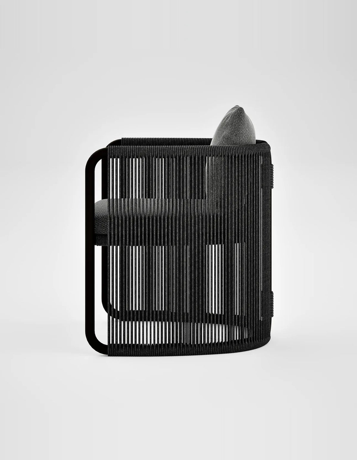 Capri Dining Chair in Dark Earth, rope and aluminium, side view