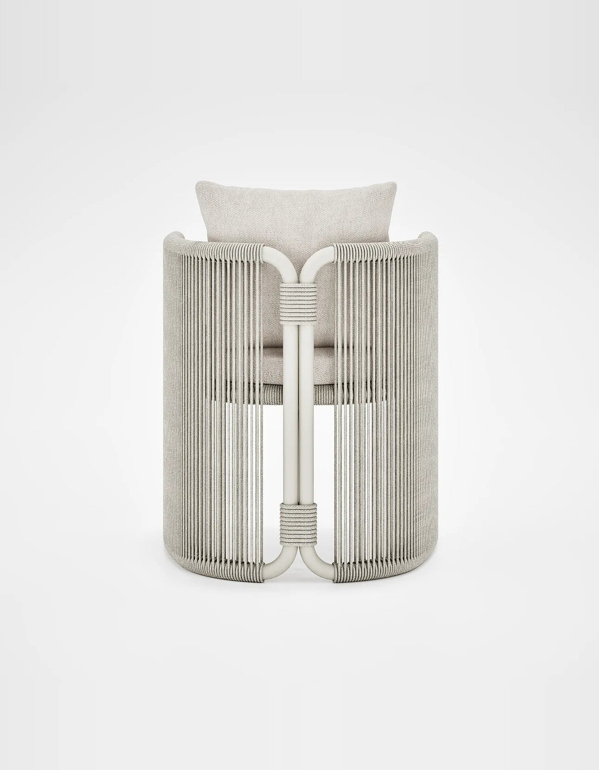 Capri Dining Chair in Dove Grey, rope and aluminium, back view