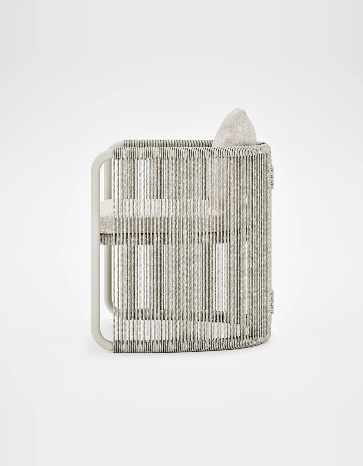 Capri Dining Chair in Dove Grey, rope and aluminium, side view
