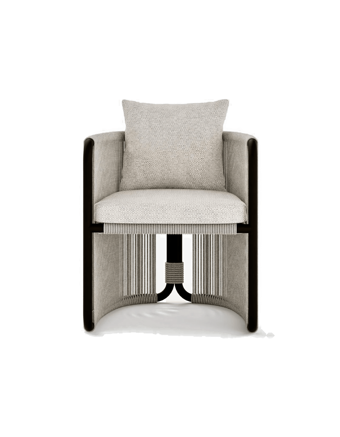 Capri Dining Chair in Light Earth, rope and aluminium, front view