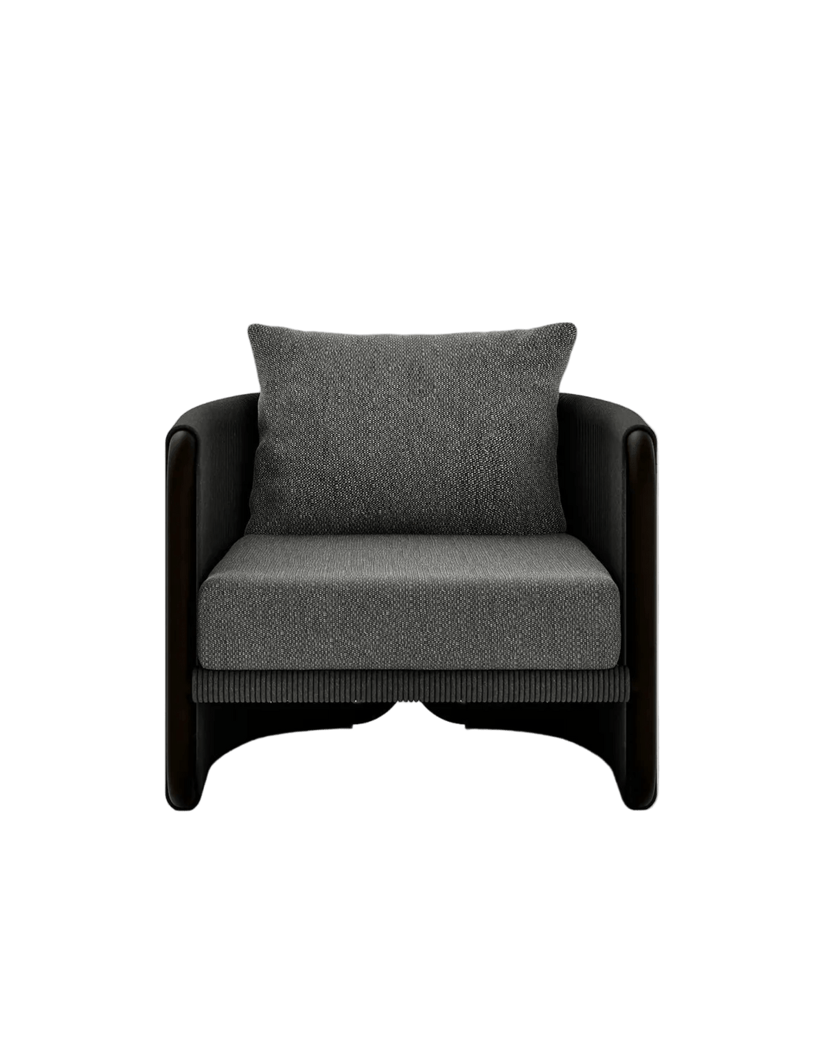 Capri Lounge Chair in Dark Earth, rope and aluminium, front view