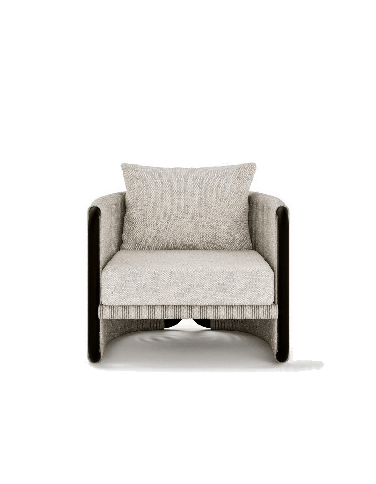 Capri Lounge Chair in Light Earth, rope and aluminium, front view