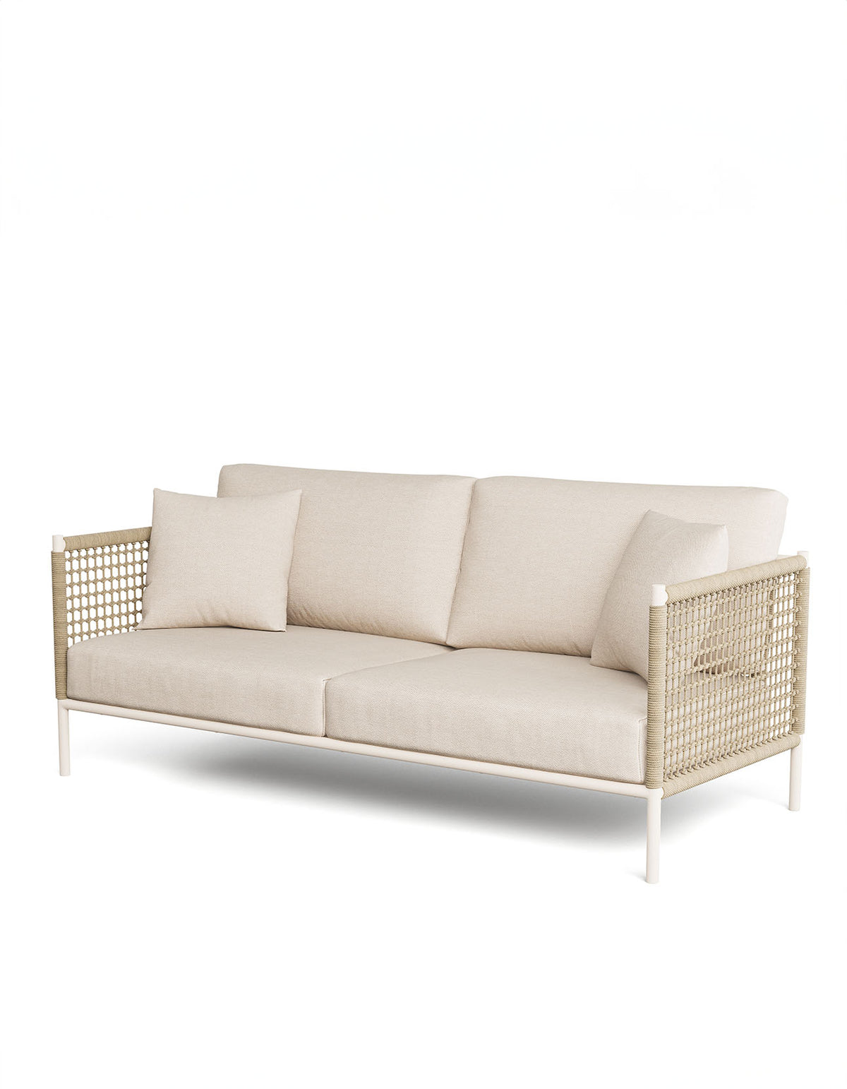 Cottesloe 3-Seat Sofa in Sand rope with Old White frame and Sand cushions, front view