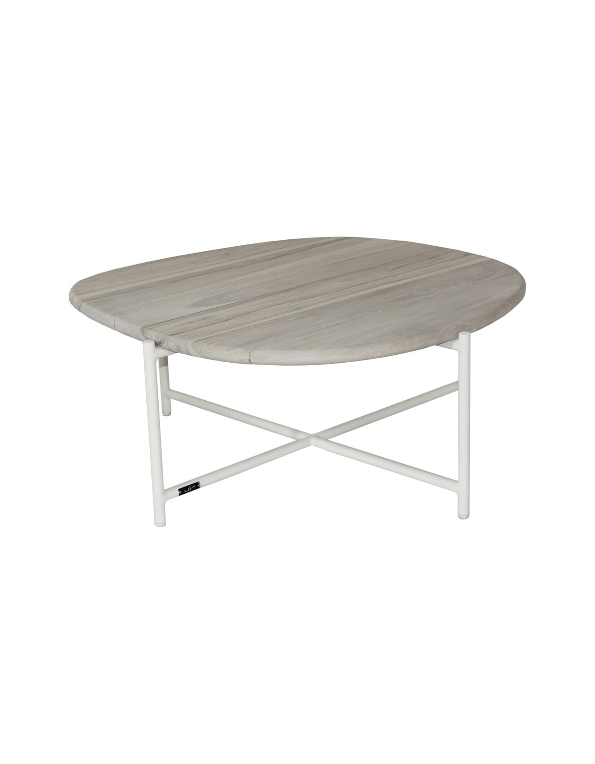 Cottesloe Coffee Table in Aged Teak with an Old White aluminium base