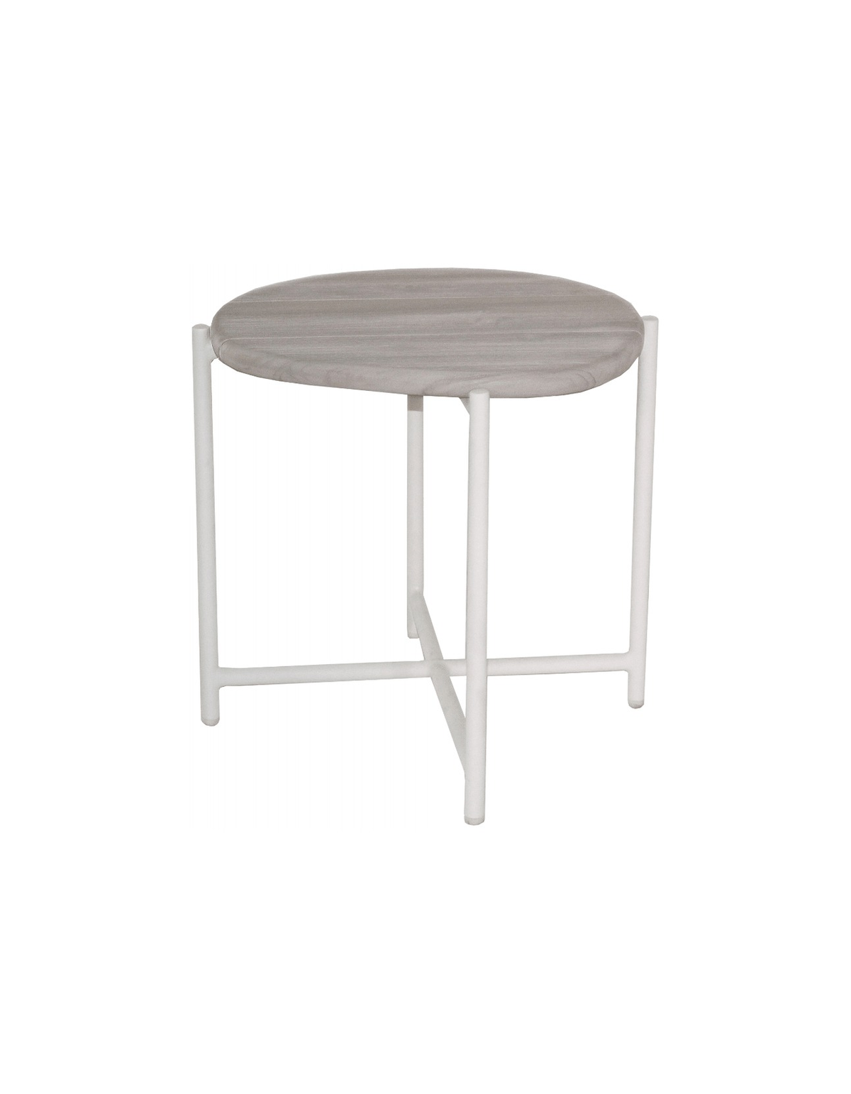 Cottesloe Side Table in Aged Teak with an Old White aluminium base