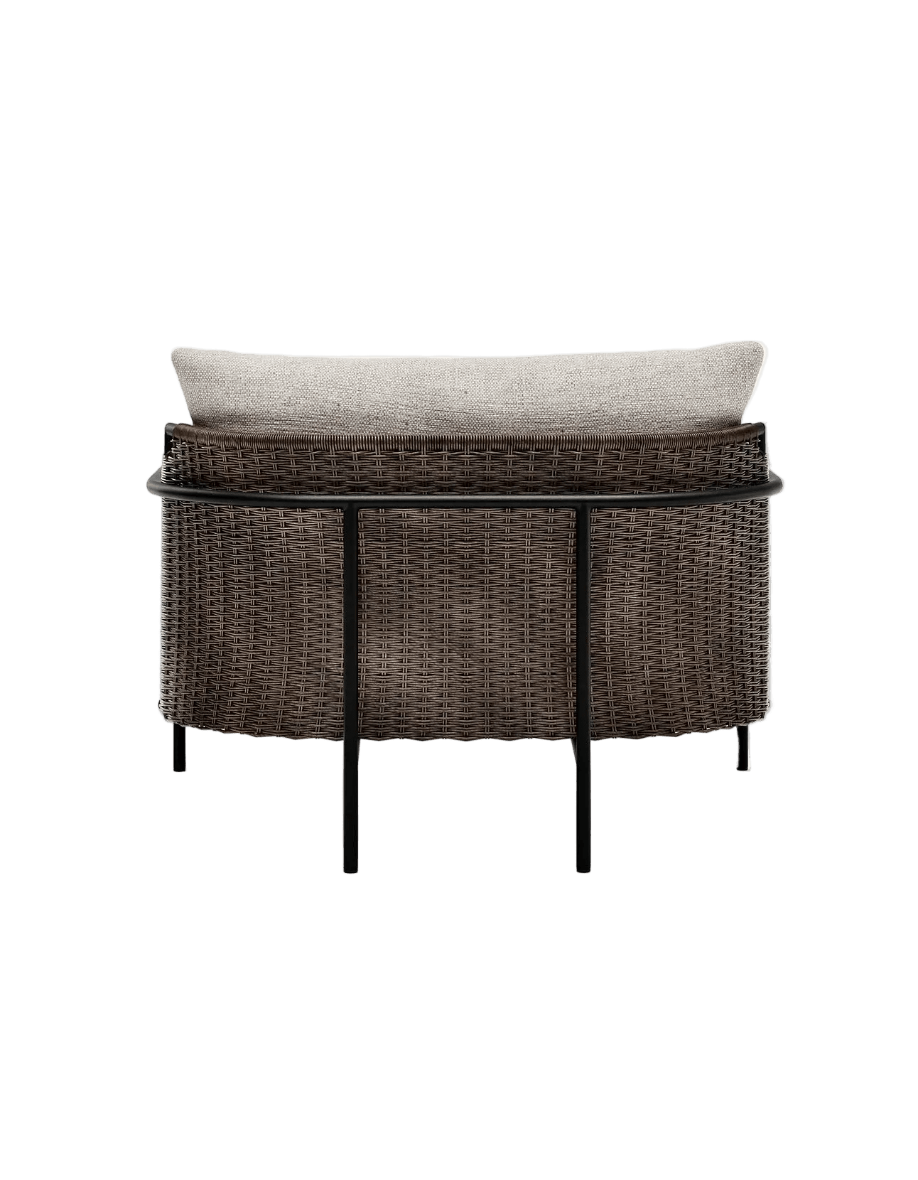 Kirra Lounge Chair in Dark Earth, Summergrass wicker and aluminium, back view