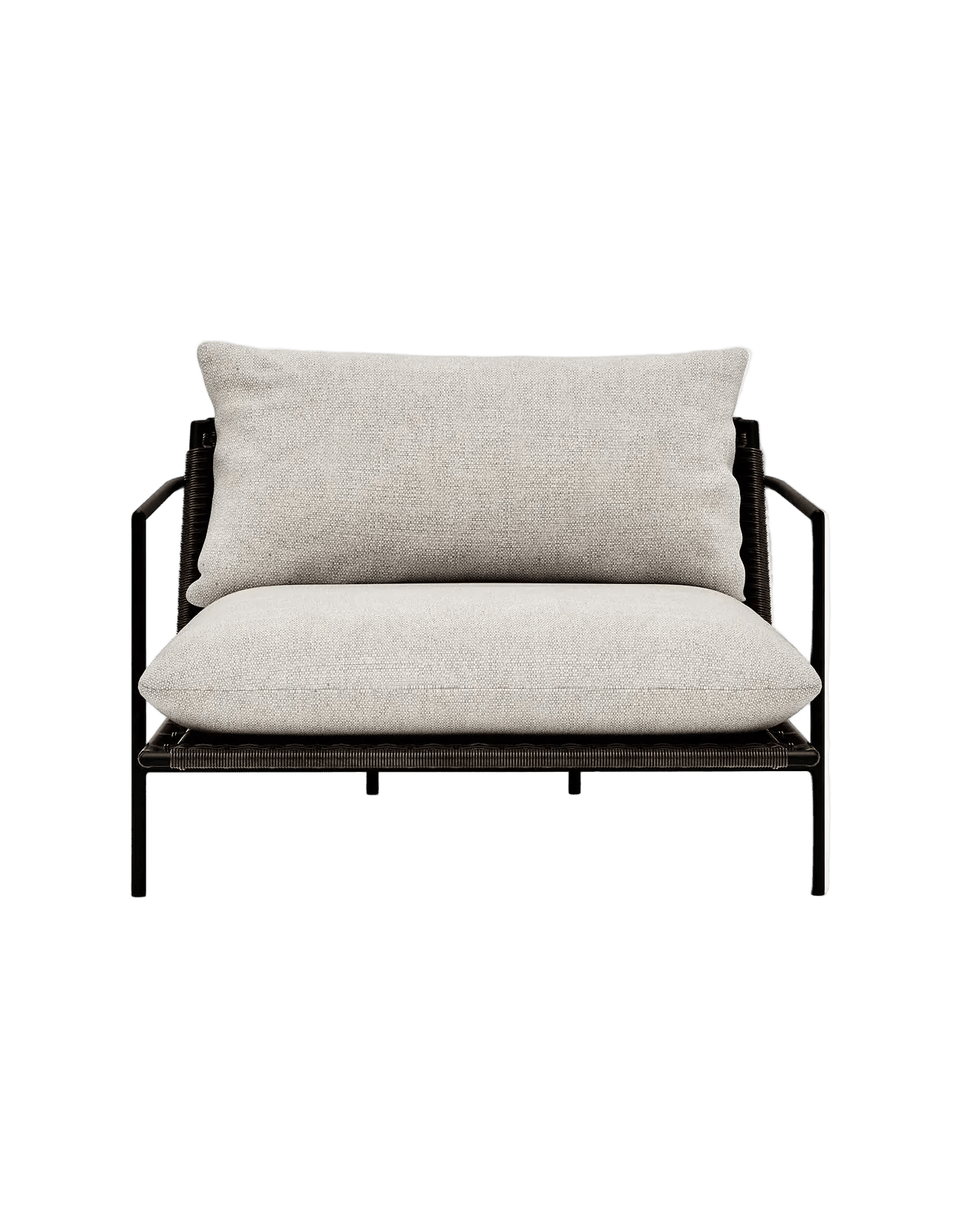 Kirra Lounge Chair in Dark Earth, Summergrass wicker and aluminium, front view