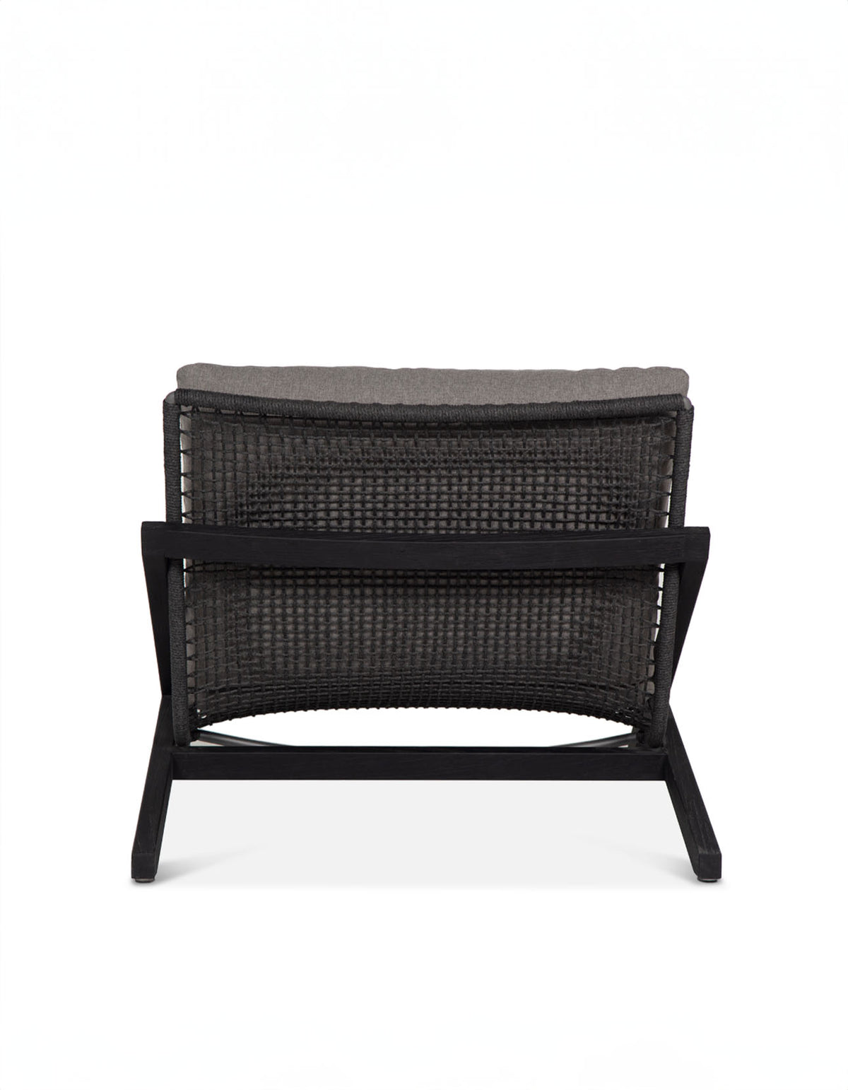 Little Cove Lounge Chair with Black Teak frame and Charcoal cushions, back view