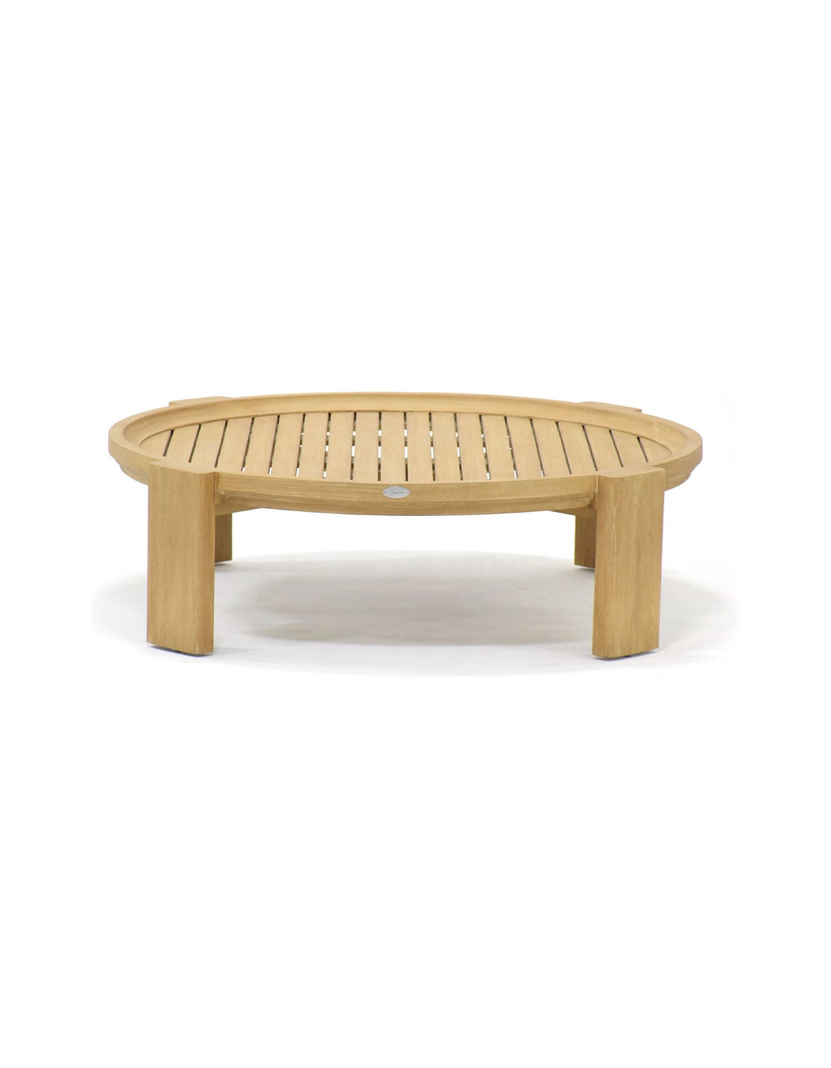 Wategos Coffee Table in natural teak, angled view