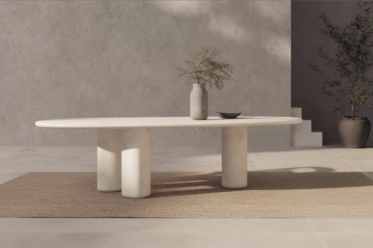 Gorgeous outdoor dining table in microcement