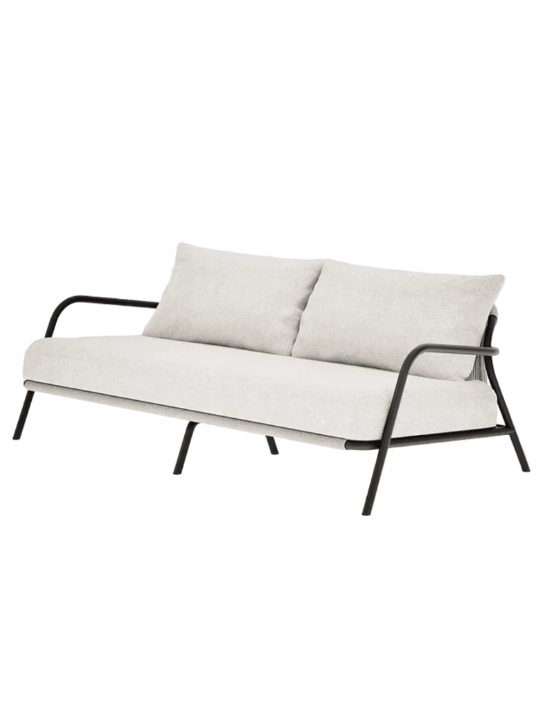 Airlie 185cm Sofa in Dark Earth, rope and aluminium, angled front view