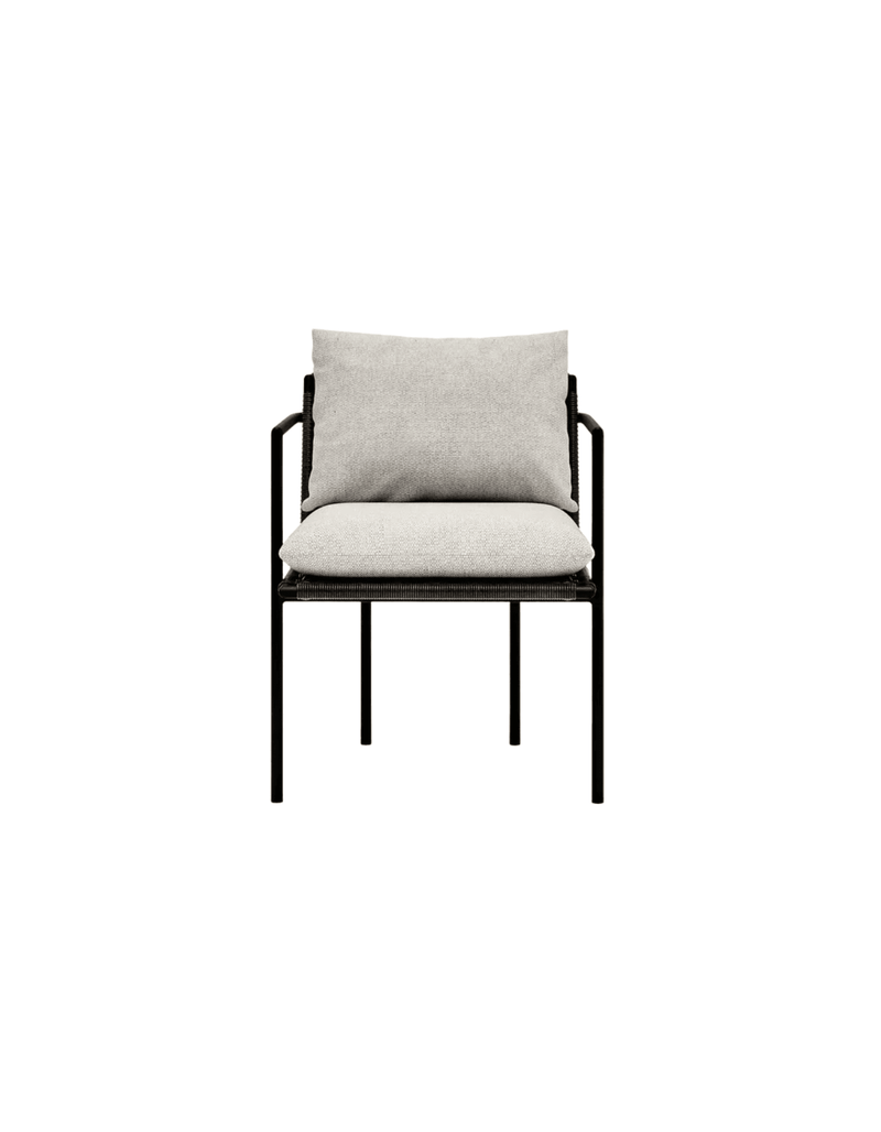 Kirra Dining Chair in Dark Earth, Summergrass wicker and aluminium, front view