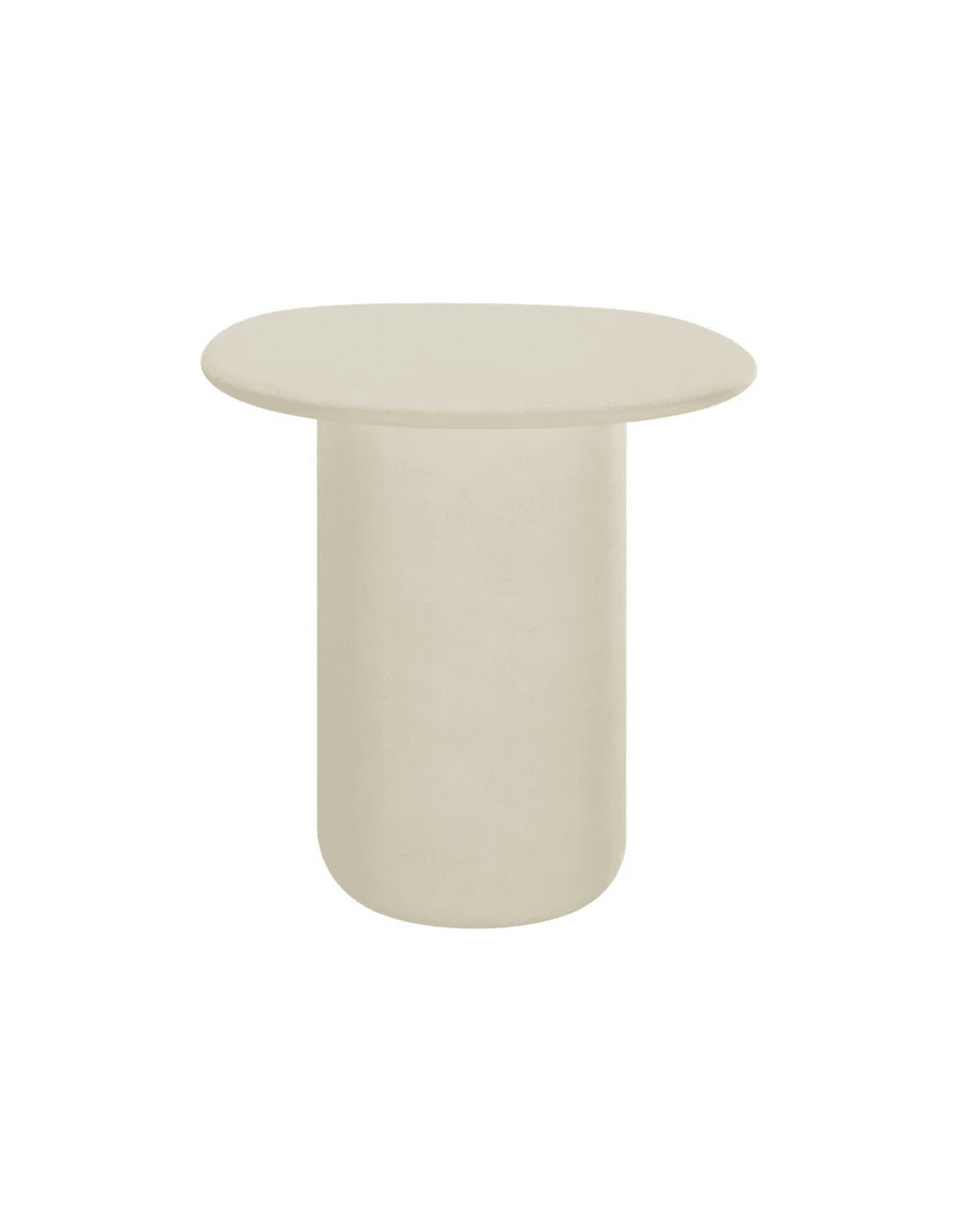 Byron Side Table in Limestone – warm off-white concrete outdoor side table with a rounded pedestal base
