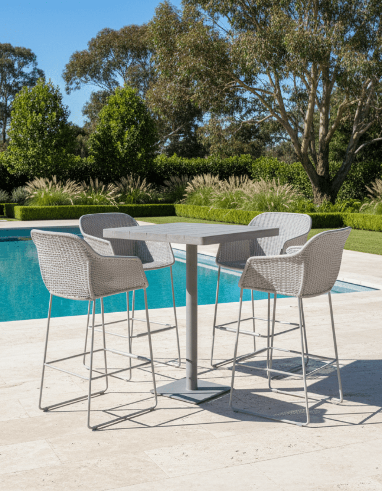 Bar Table with 4 x Bar Stools - Sissonne Outdoor