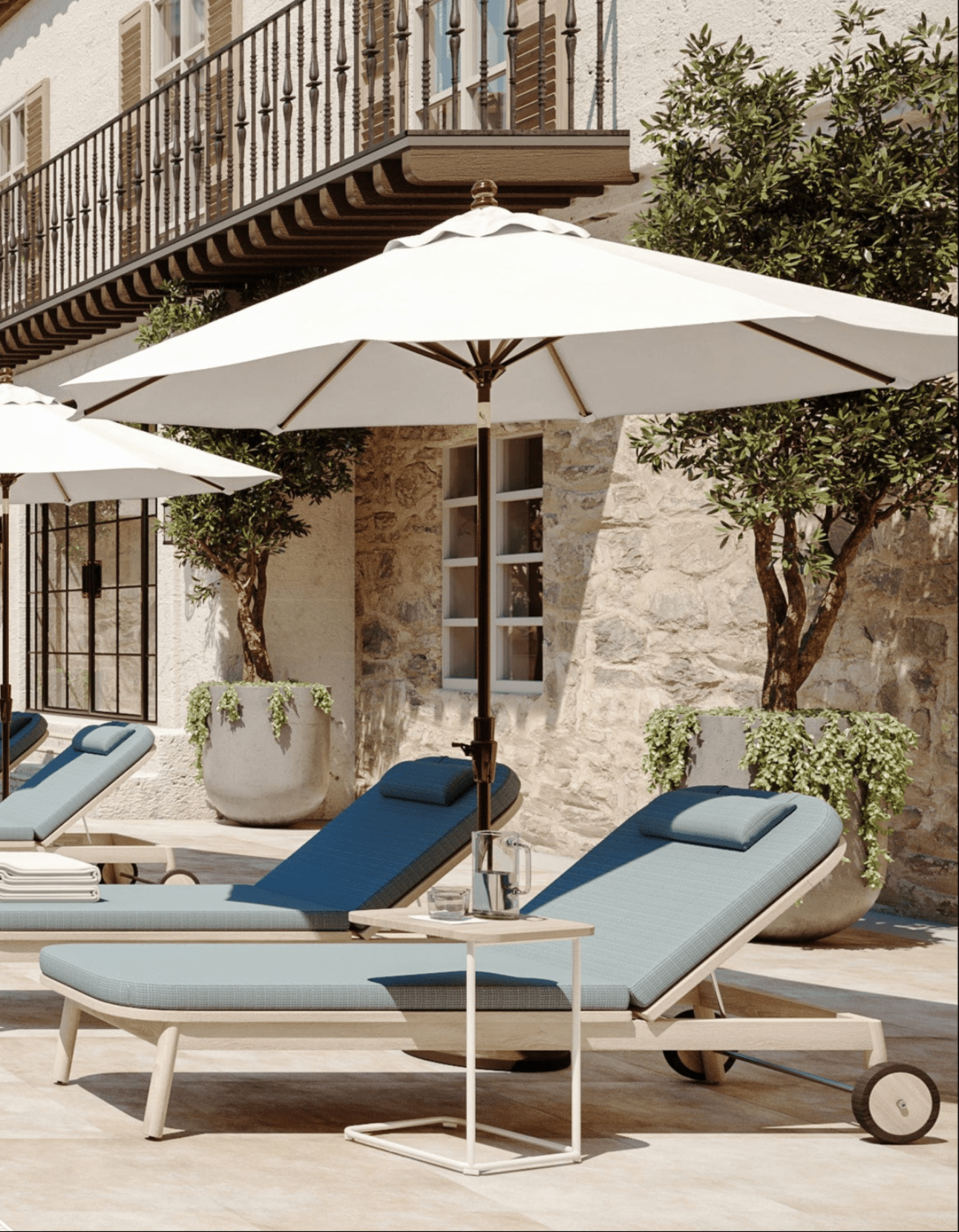 2 x Sunloungers & Side Table - Sissonne Outdoor