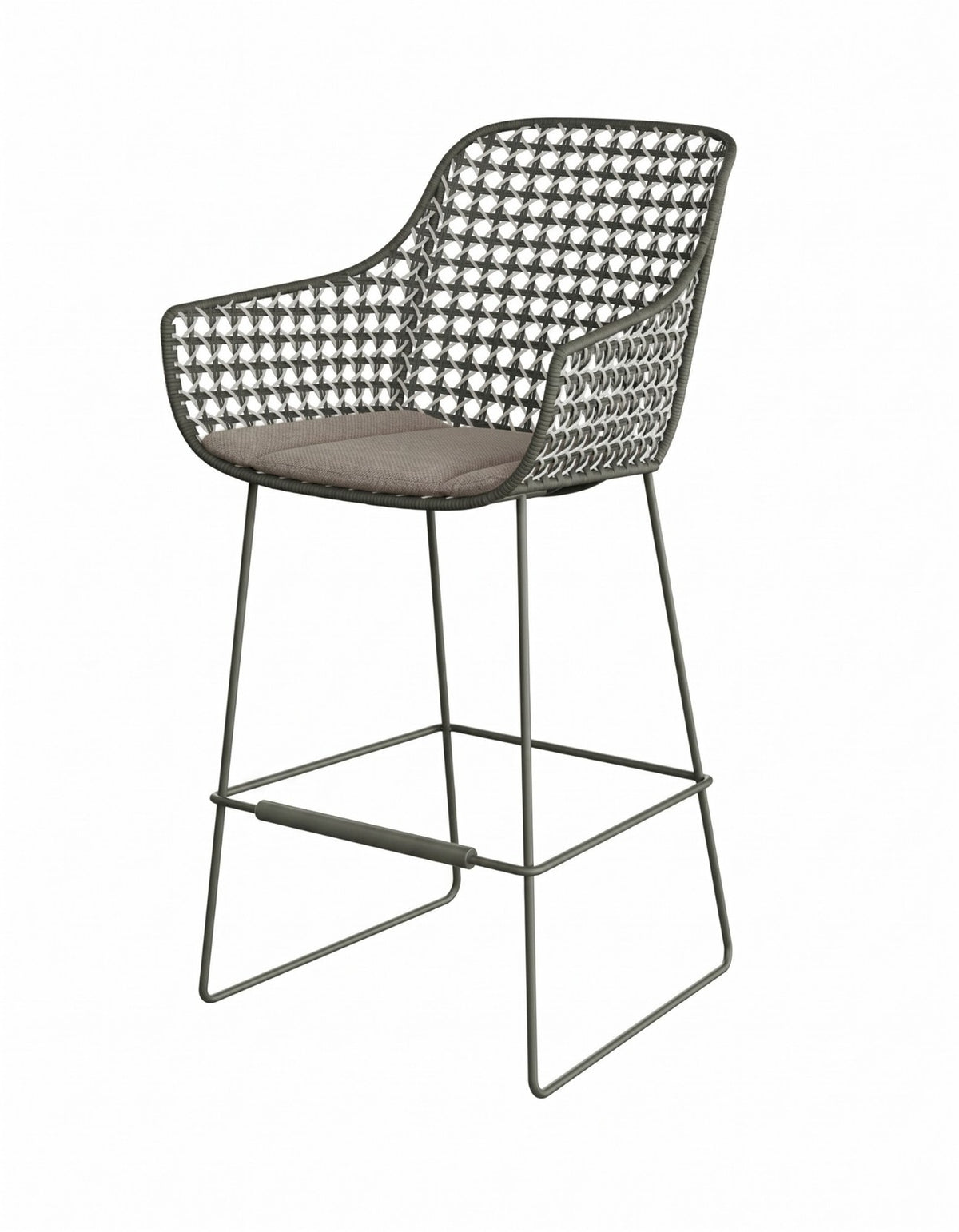Mollymook Bar Stool in Forest Green, woven outdoor bar stool
