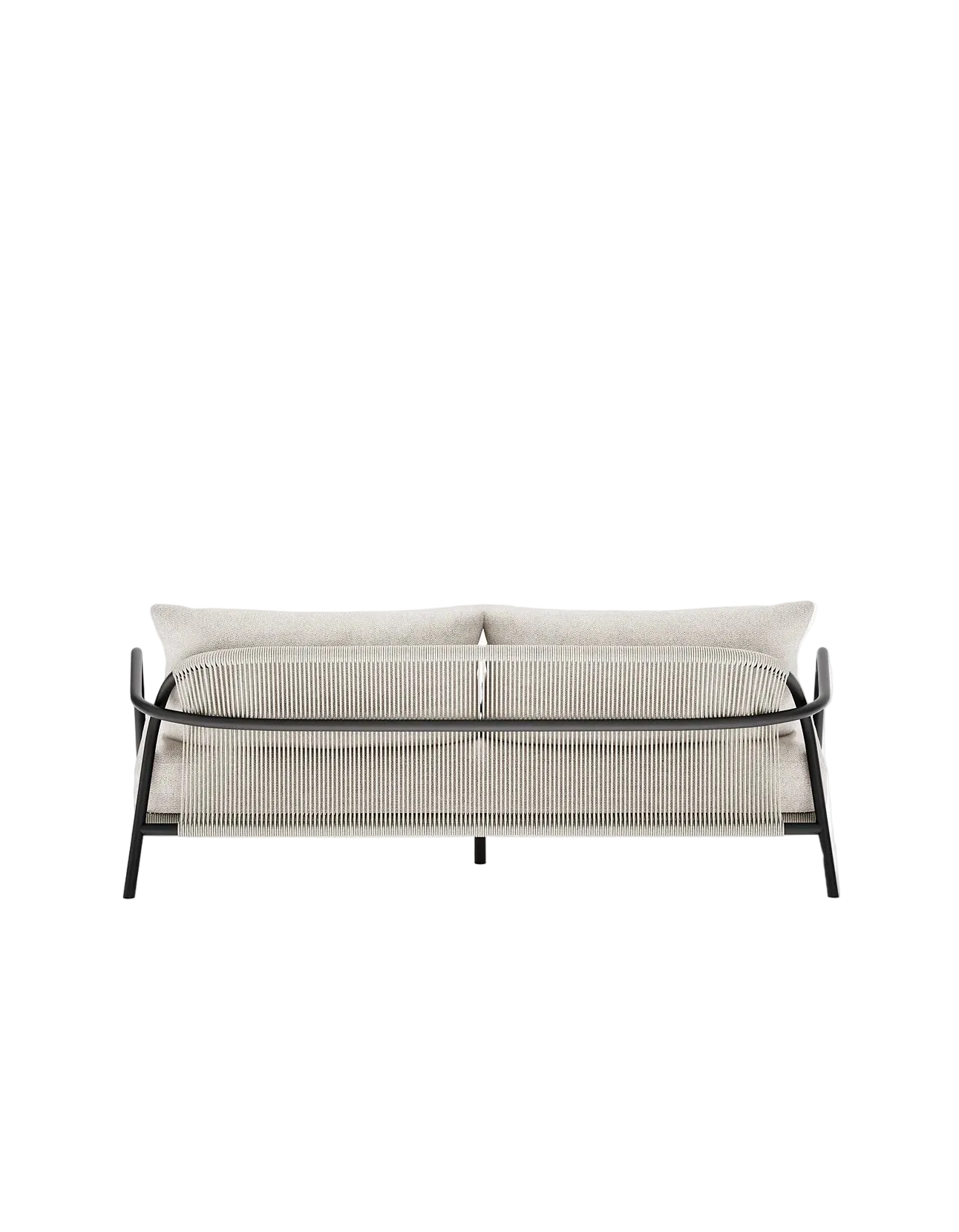Airlie 185cm Sofa in Dark Earth, rope and aluminium, back view