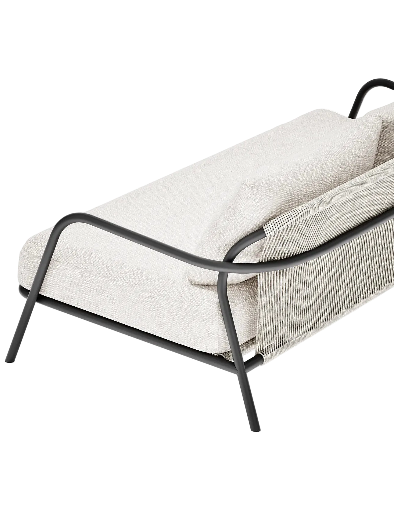 Airlie 185cm Sofa in Dark Earth, rope and aluminium, back detail