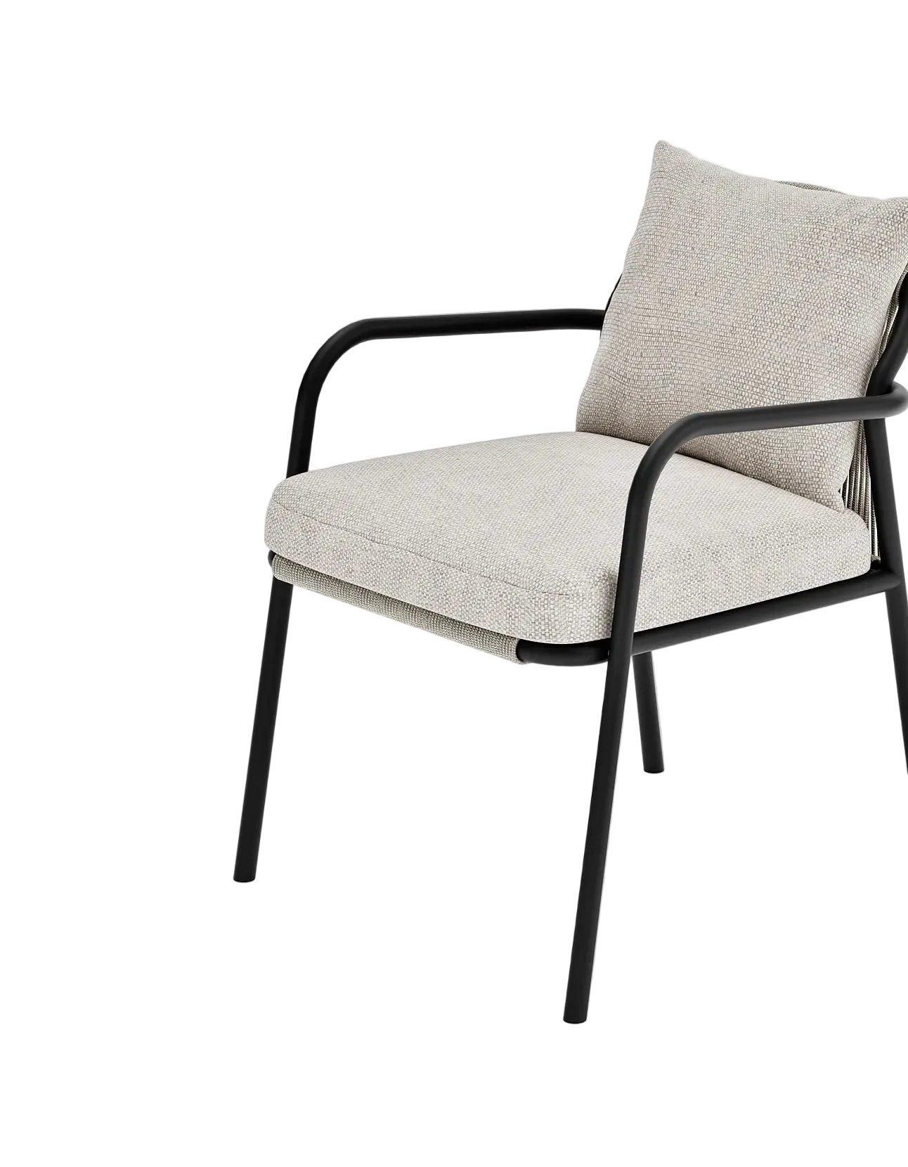 Airlie Dining Chair in Dark Earth, rope and aluminium, front detail
