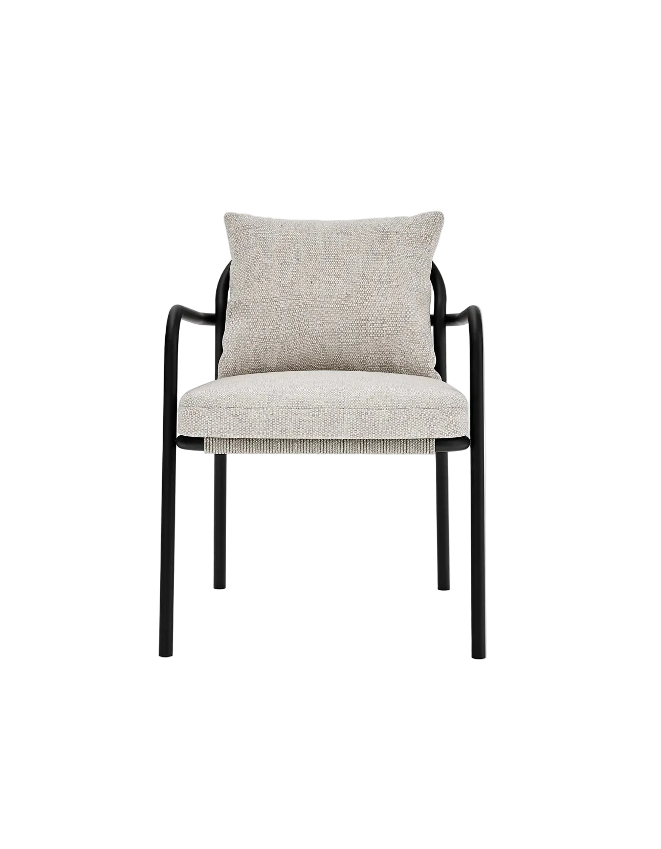 Airlie Dining Chair in Dark Earth, rope and aluminium, front view
