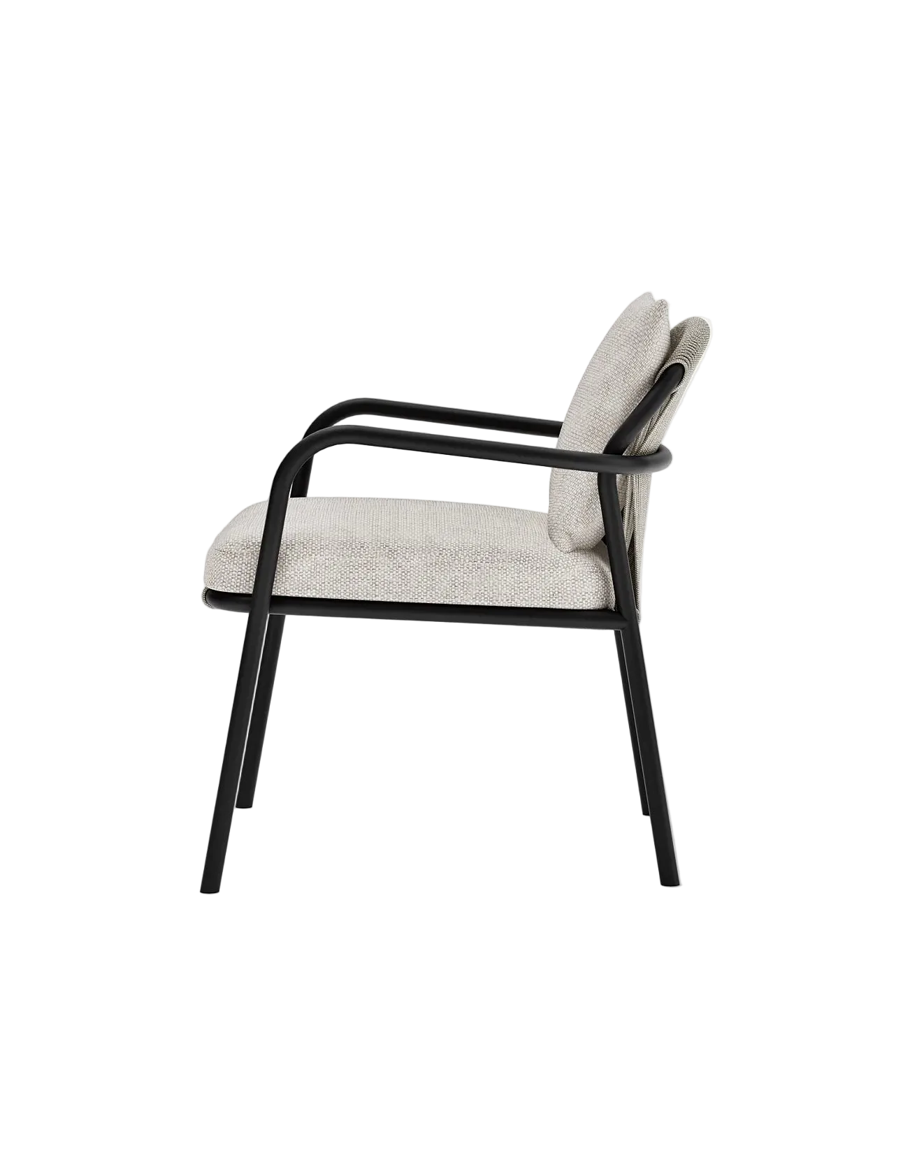 Airlie Dining Chair in Dark Earth, rope and aluminium, side view