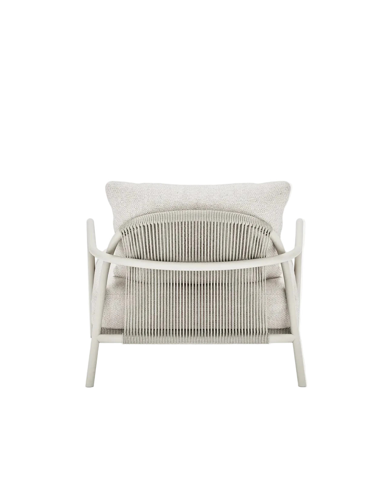 Airlie Lounge Chair in Dove Grey, rope and aluminium, back view