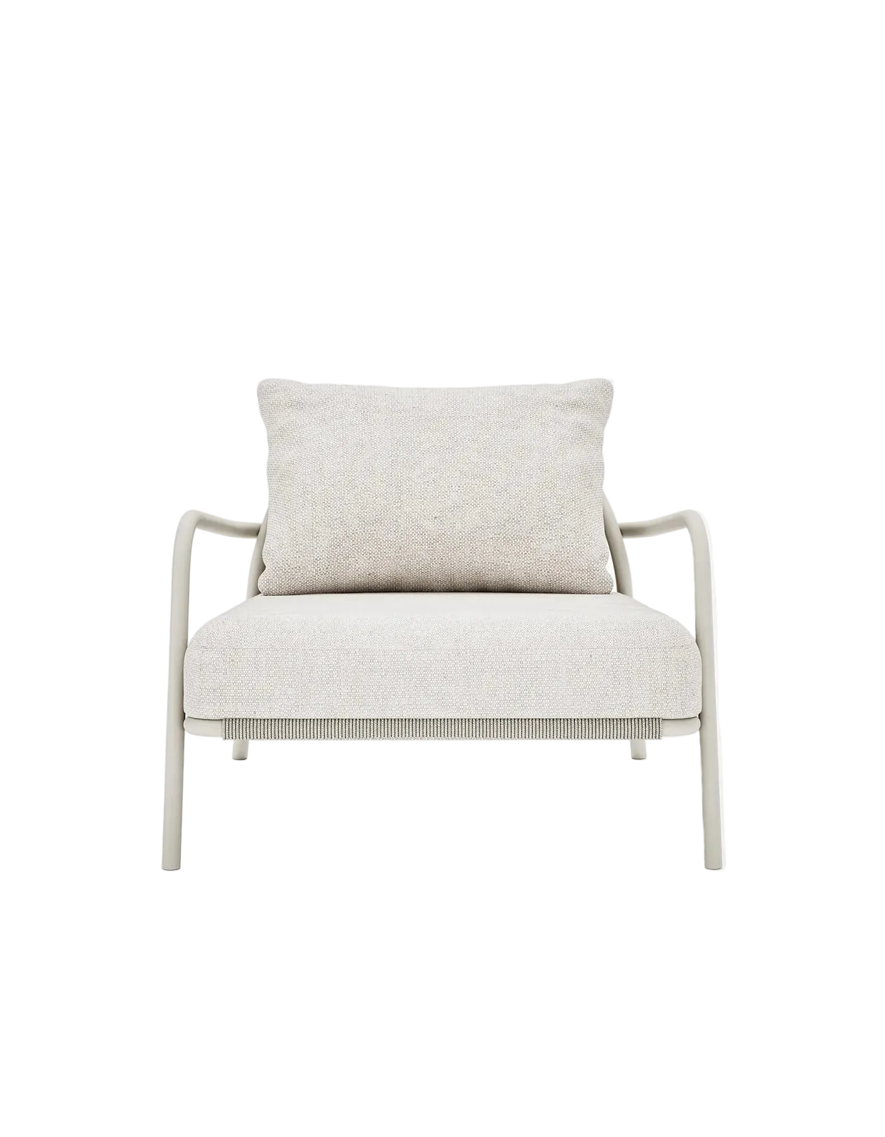 Airlie Lounge Chair in Dove Grey, rope and aluminium, front view