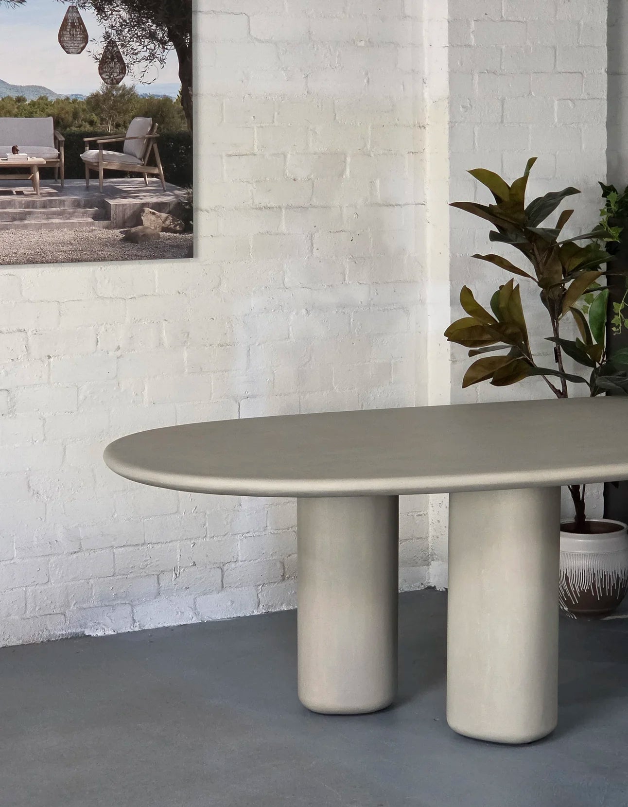 Byron Pebble Dining Table – 280cm – concrete outdoor furniture (view 4)