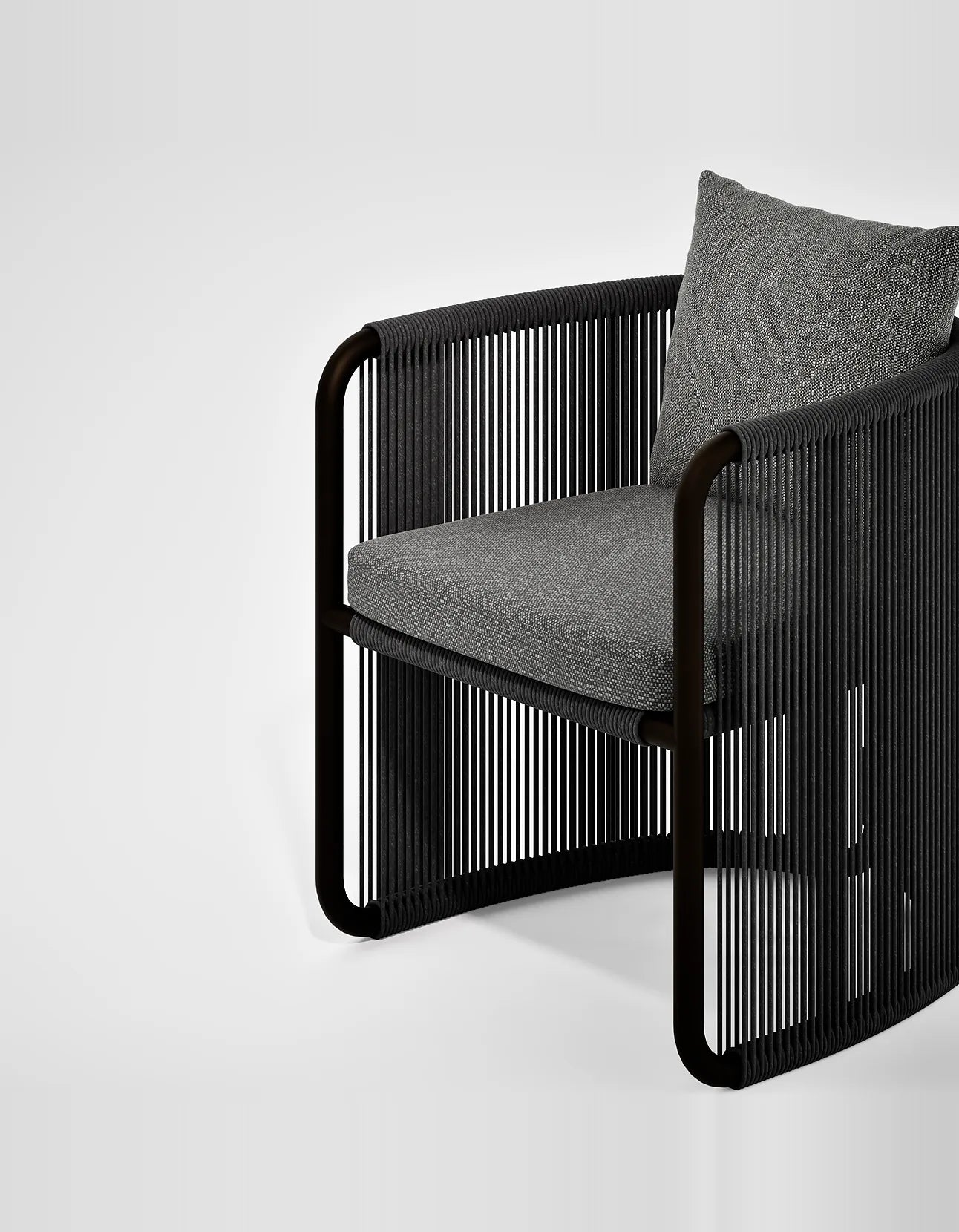 Capri Dining Chair in Dark Earth, rope and aluminium, front detail