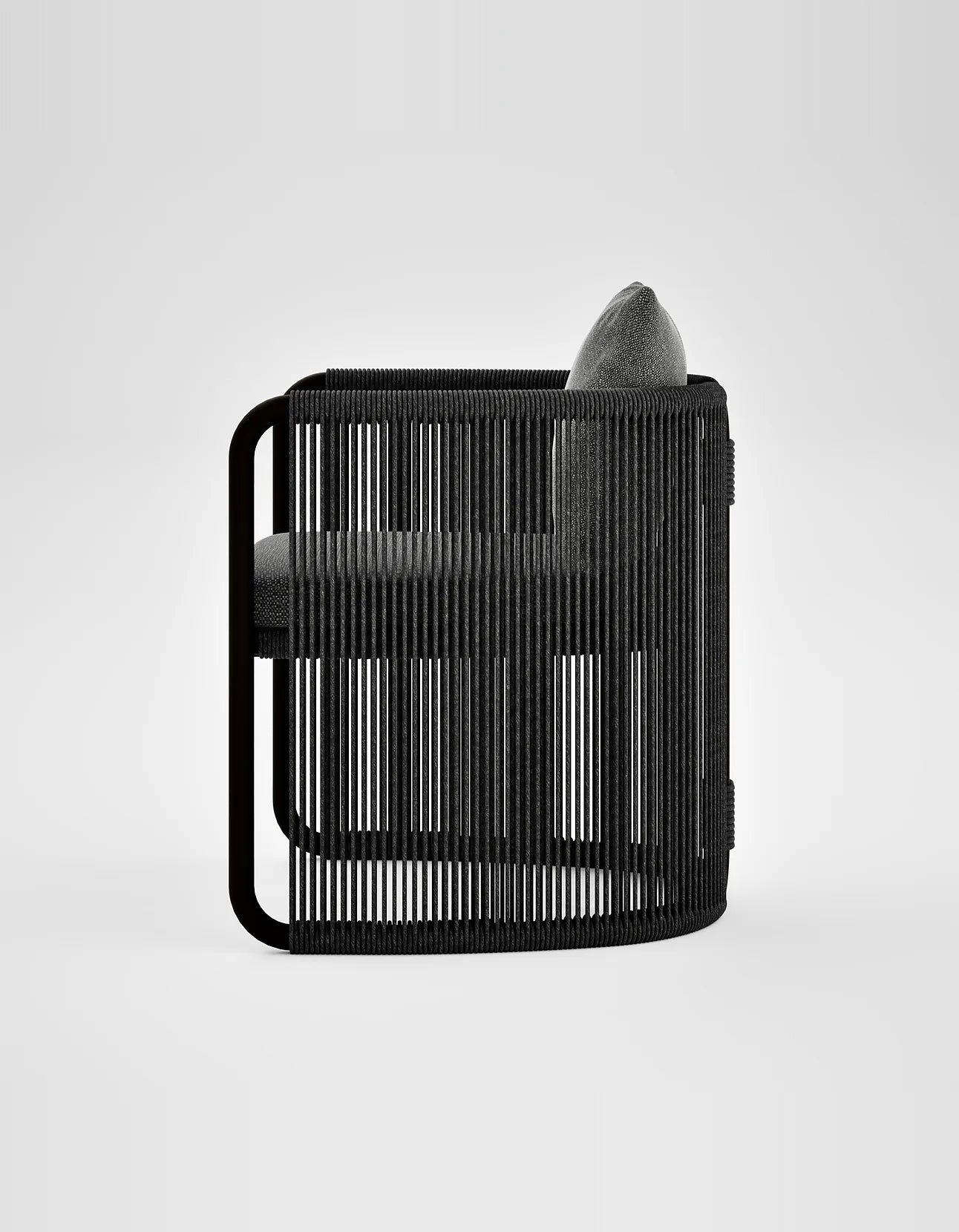 Capri Dining Chair in Dark Earth, rope and aluminium, side view