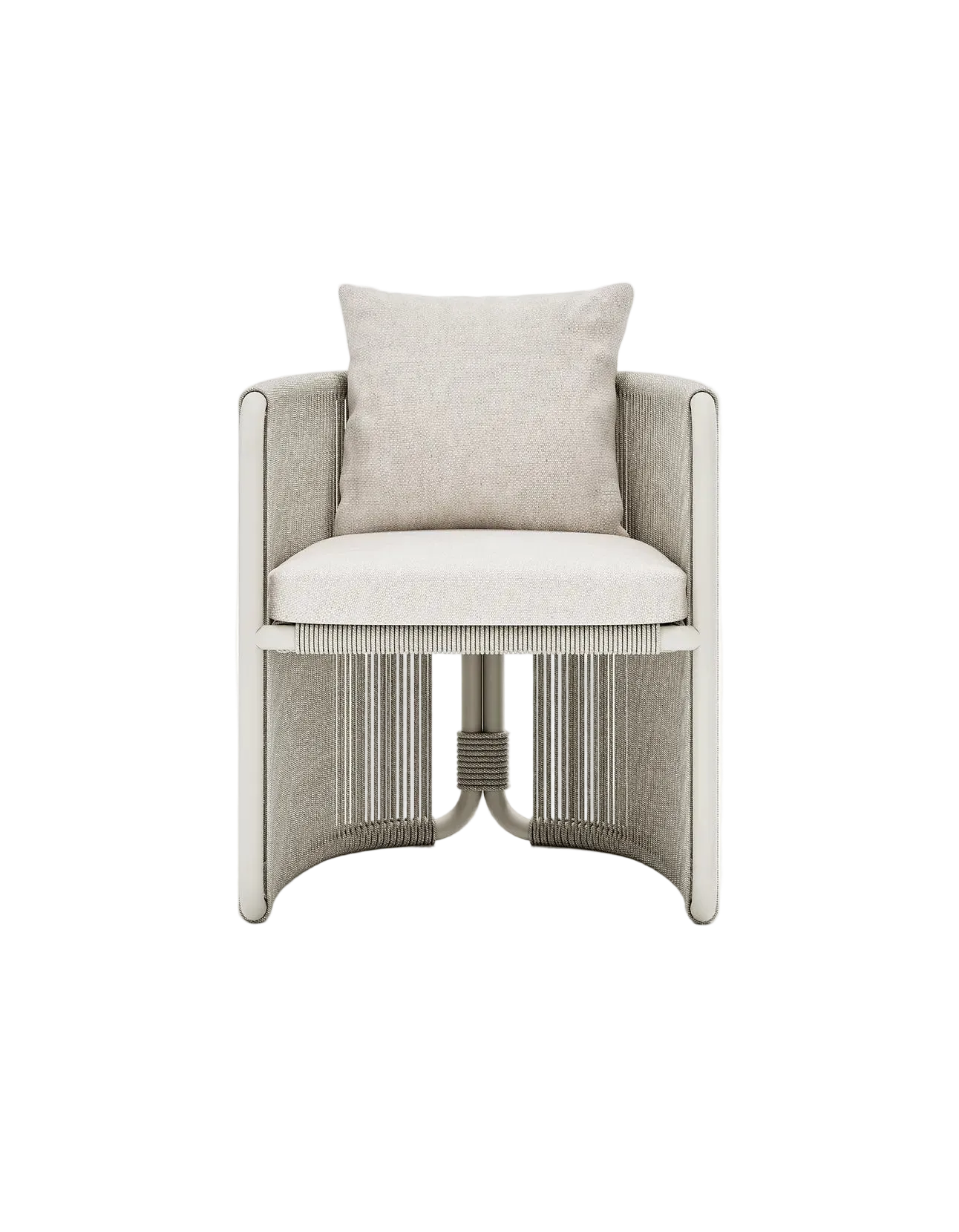 Capri Dining Chair in Dove Grey, rope and aluminium, front view