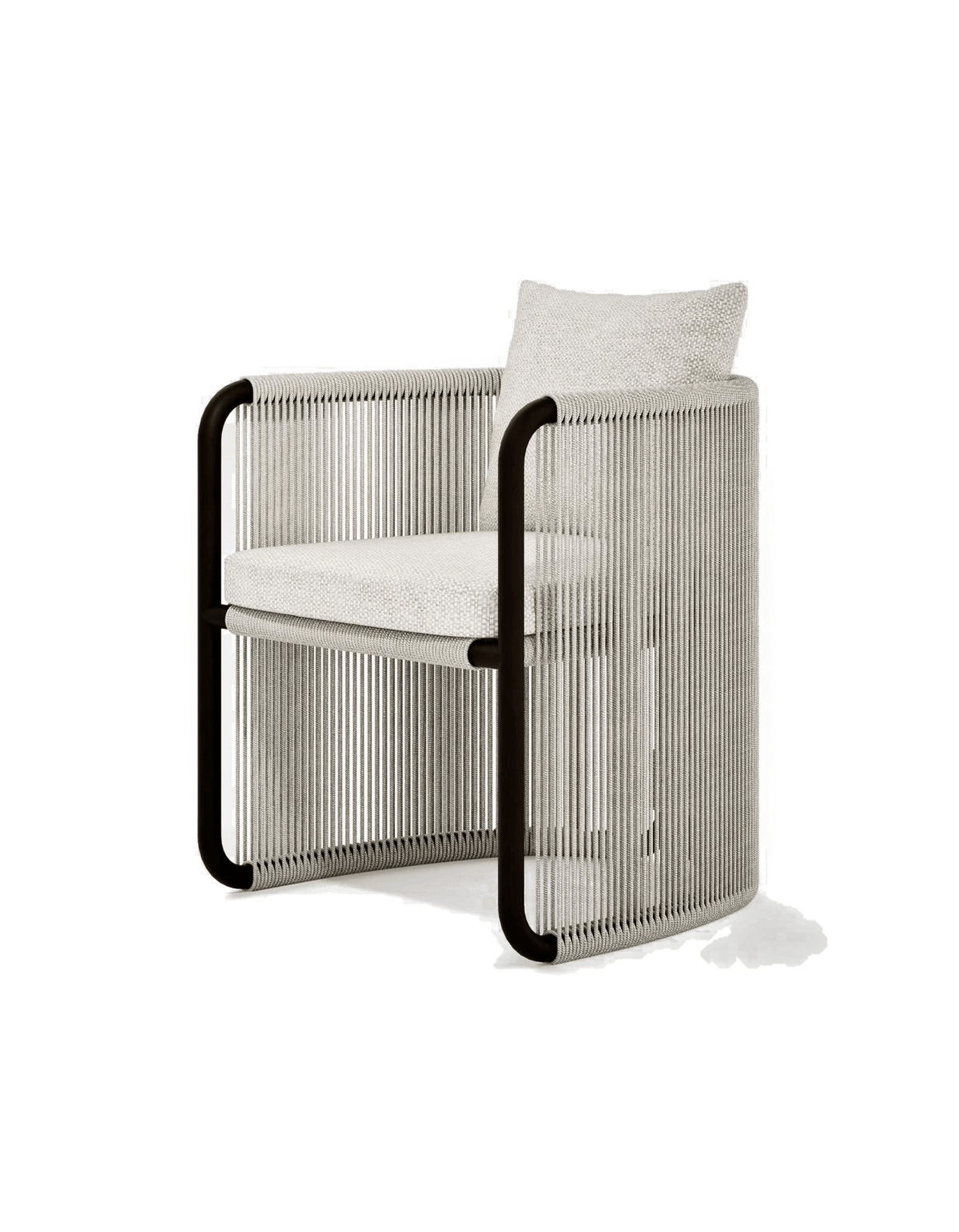 Capri Dining Chair in Light Earth, rope and aluminium, angled front view